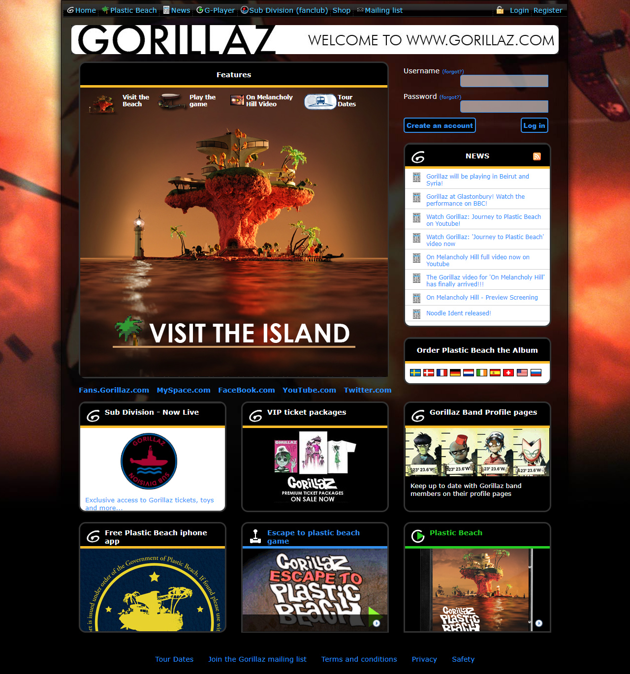 Gorillaz website in 2010