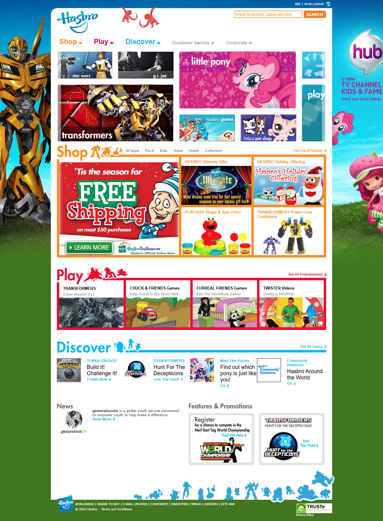 Hasbro website in 2010