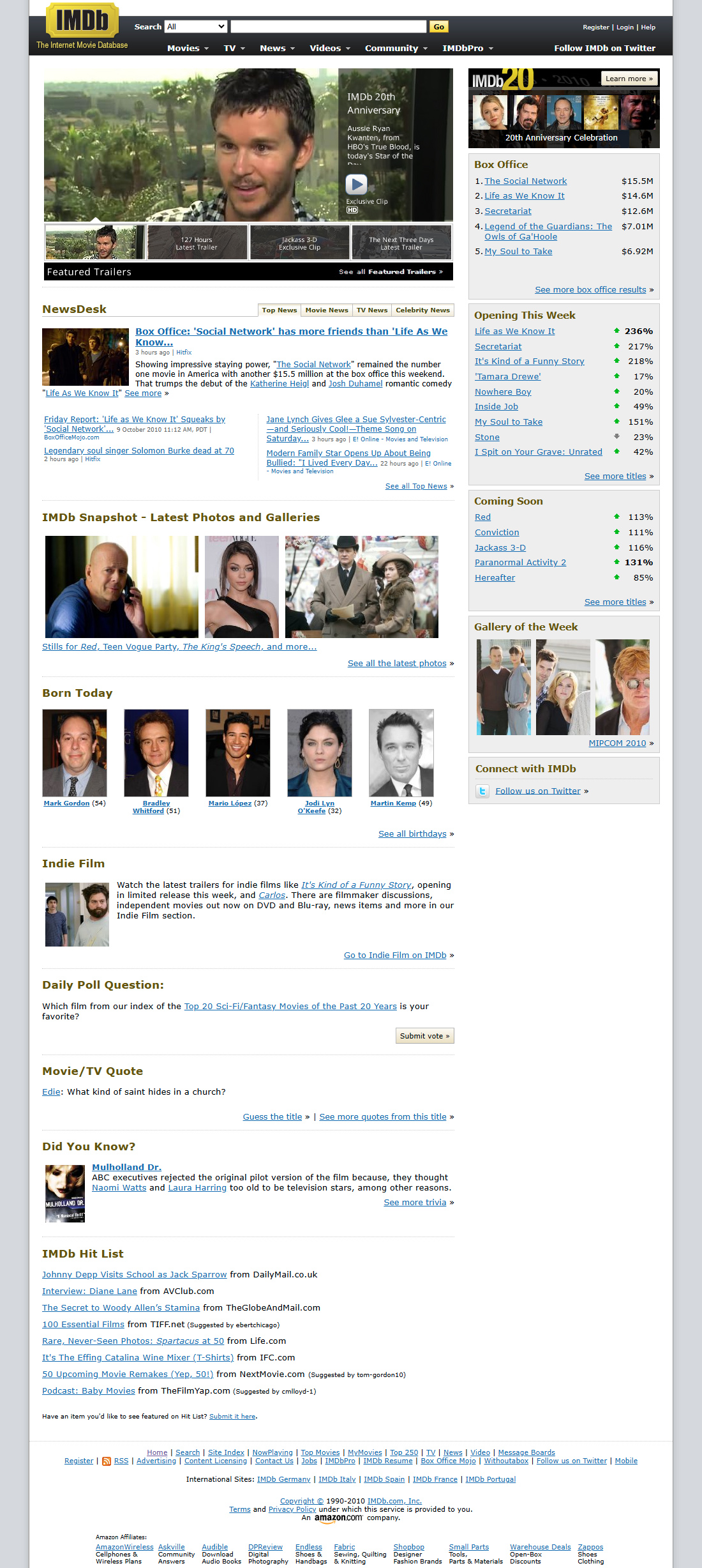IMDb website in 2010