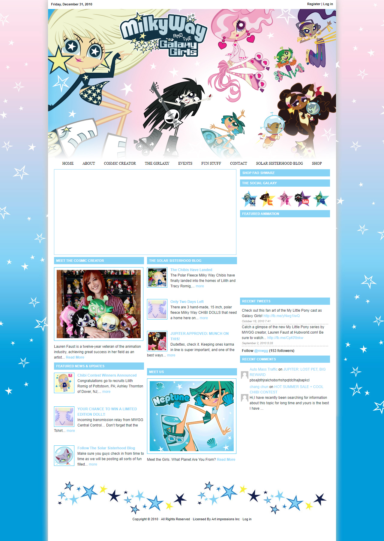 Milky Way and the Galaxy Girls website in 2010