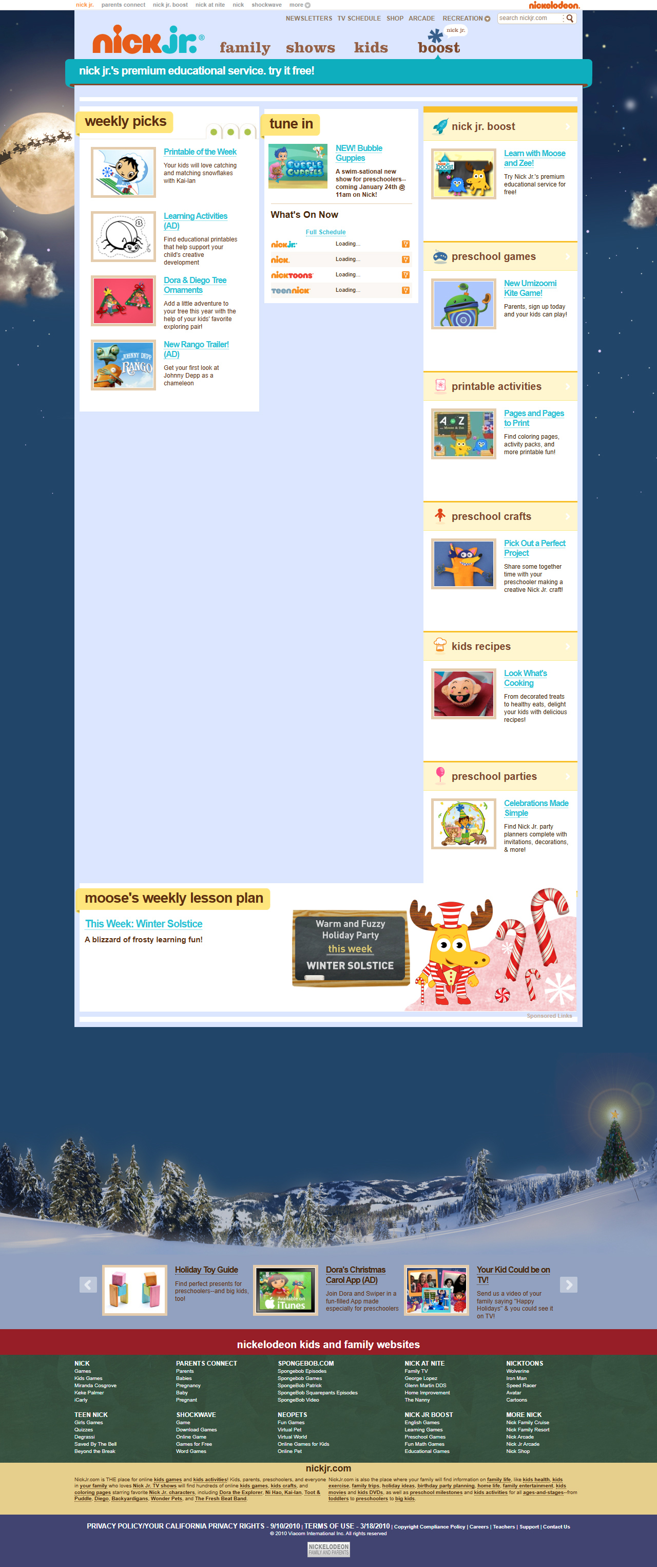 Nick Jr. website in 2010