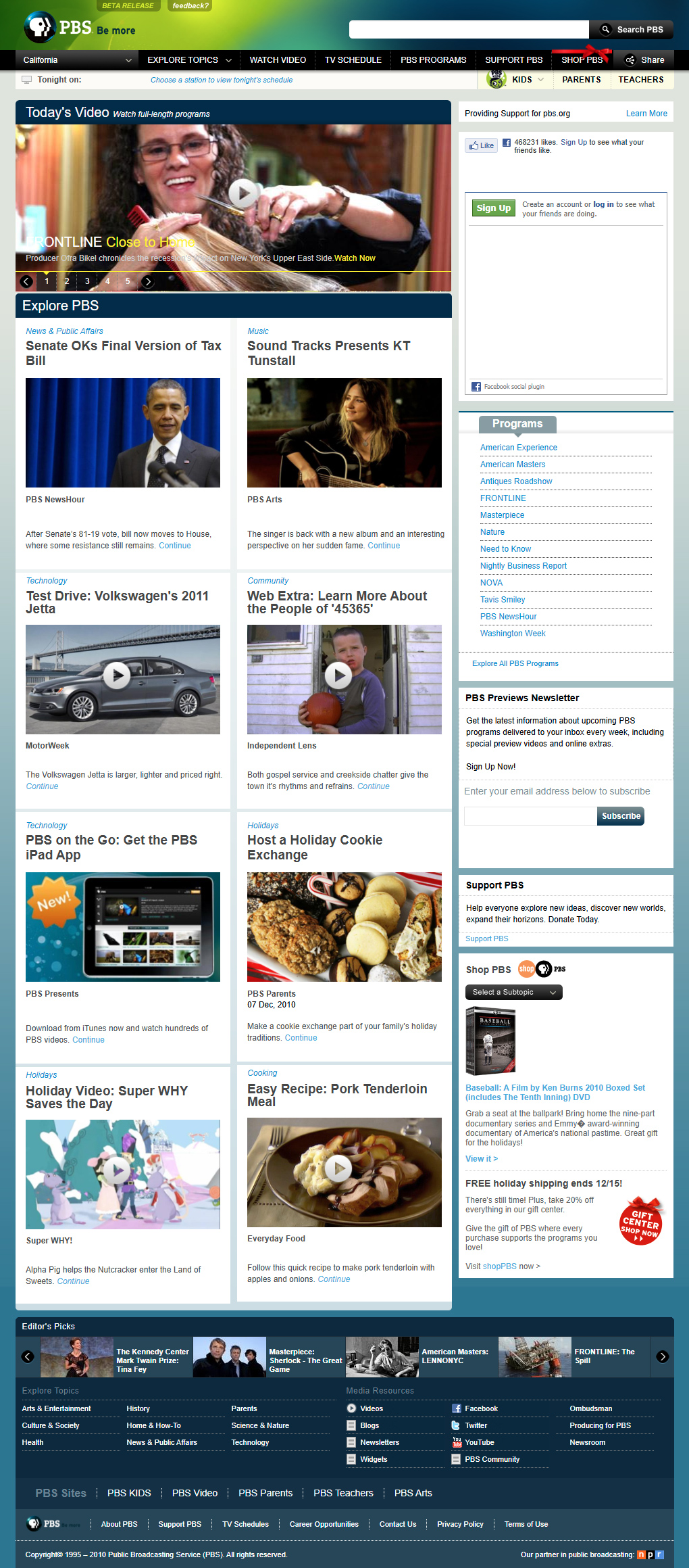 PBS website in 2010