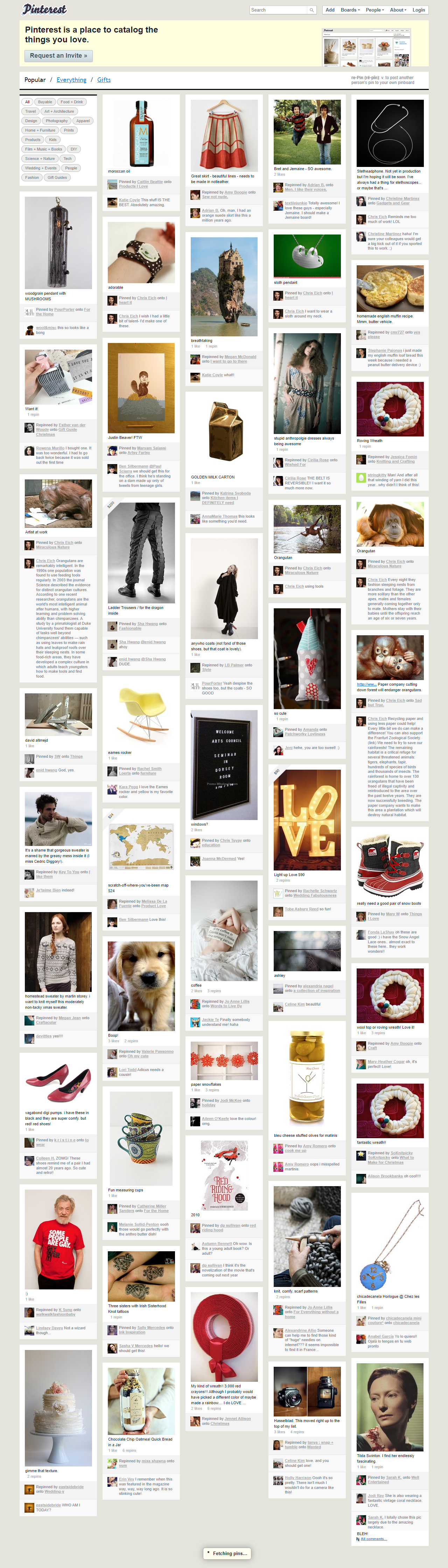 Pinterest website in 2010