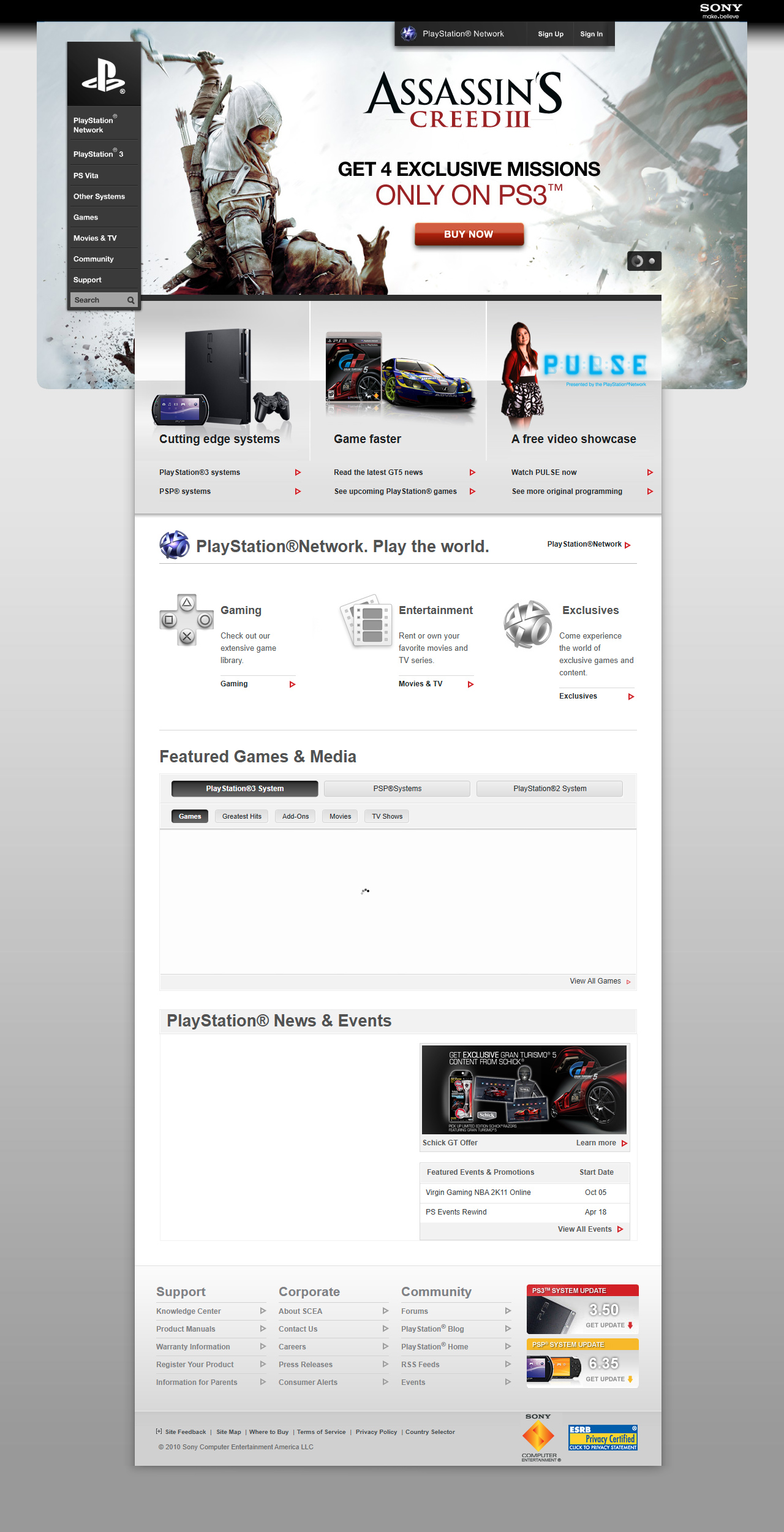PlayStation website in 2010