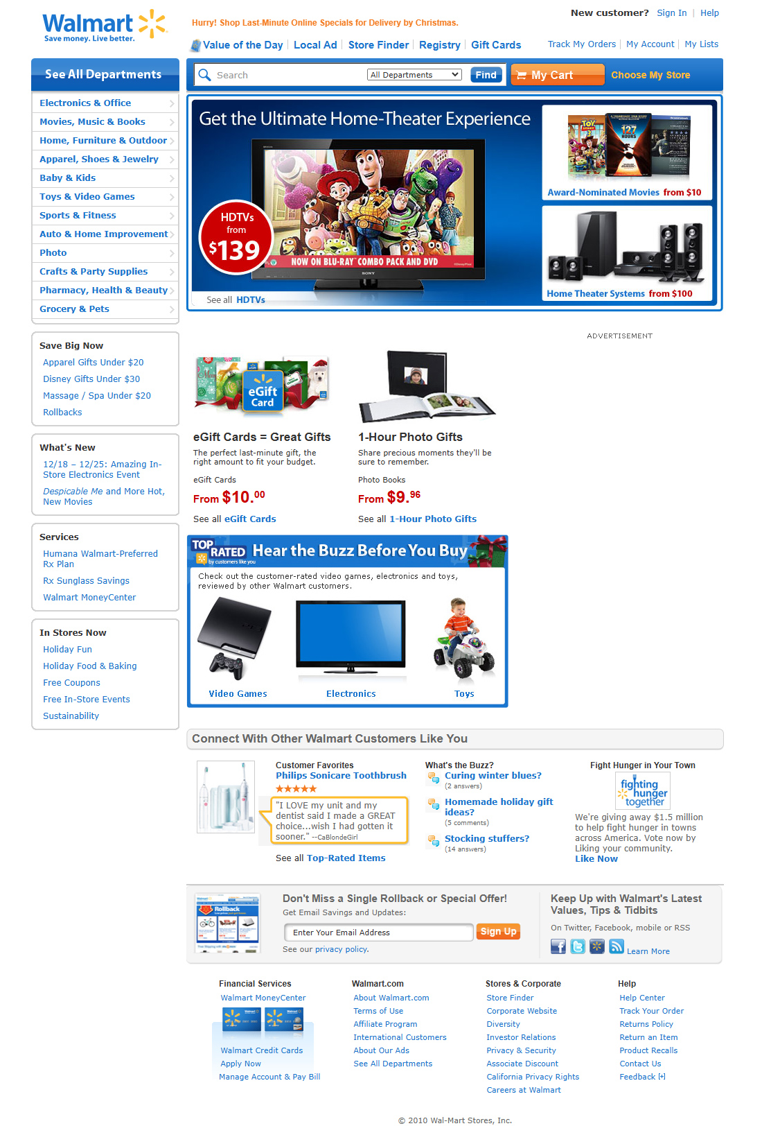 Walmart website in 2010