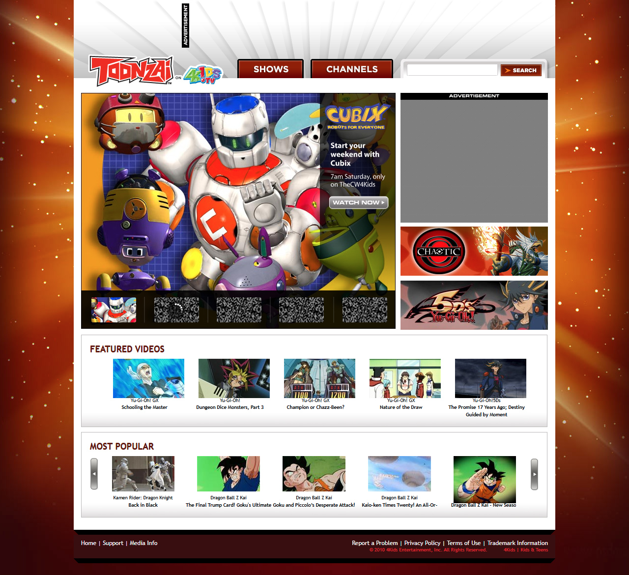 4Kids TV website in 2011