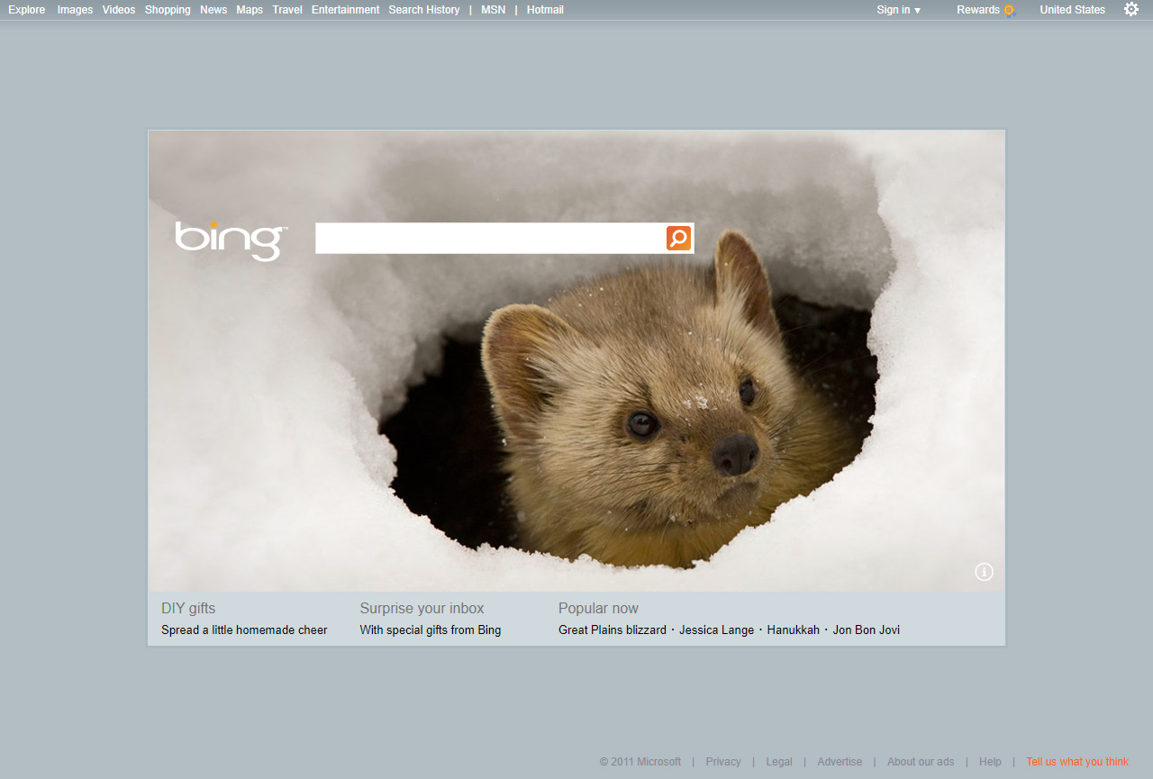 Bing website in 2011