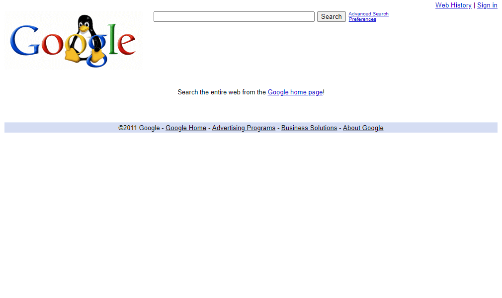 Google Search Linux in 2011