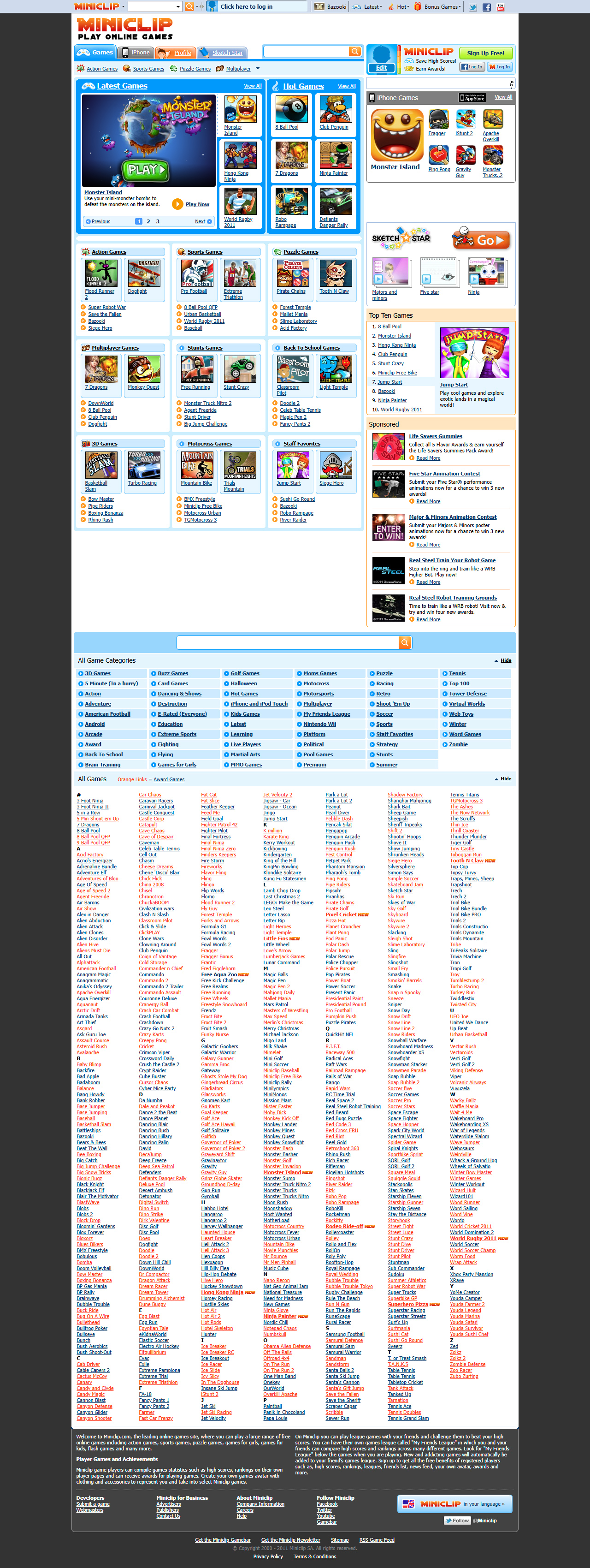 MiniClip website in 2011