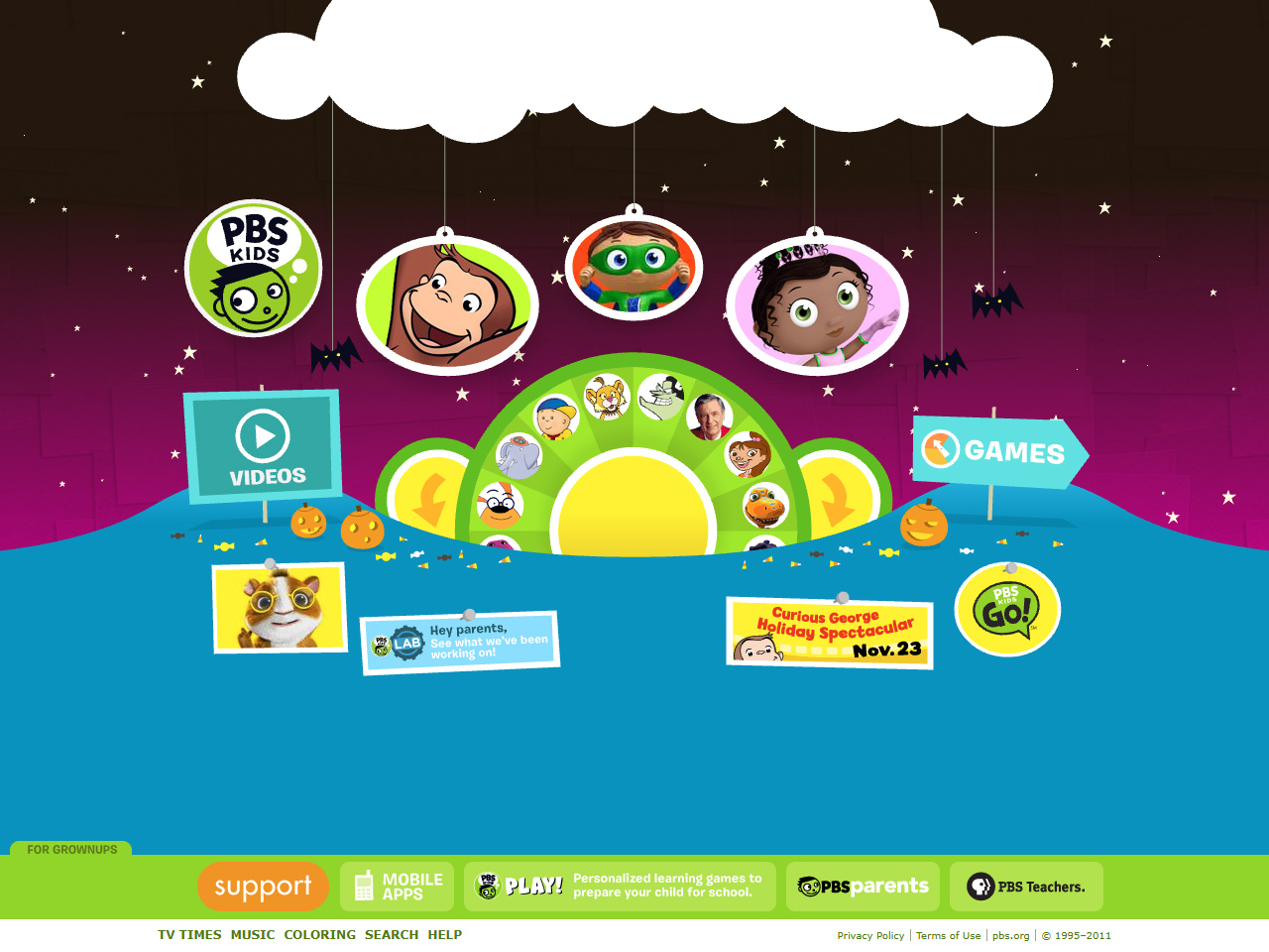 PBS Kids website in 2011