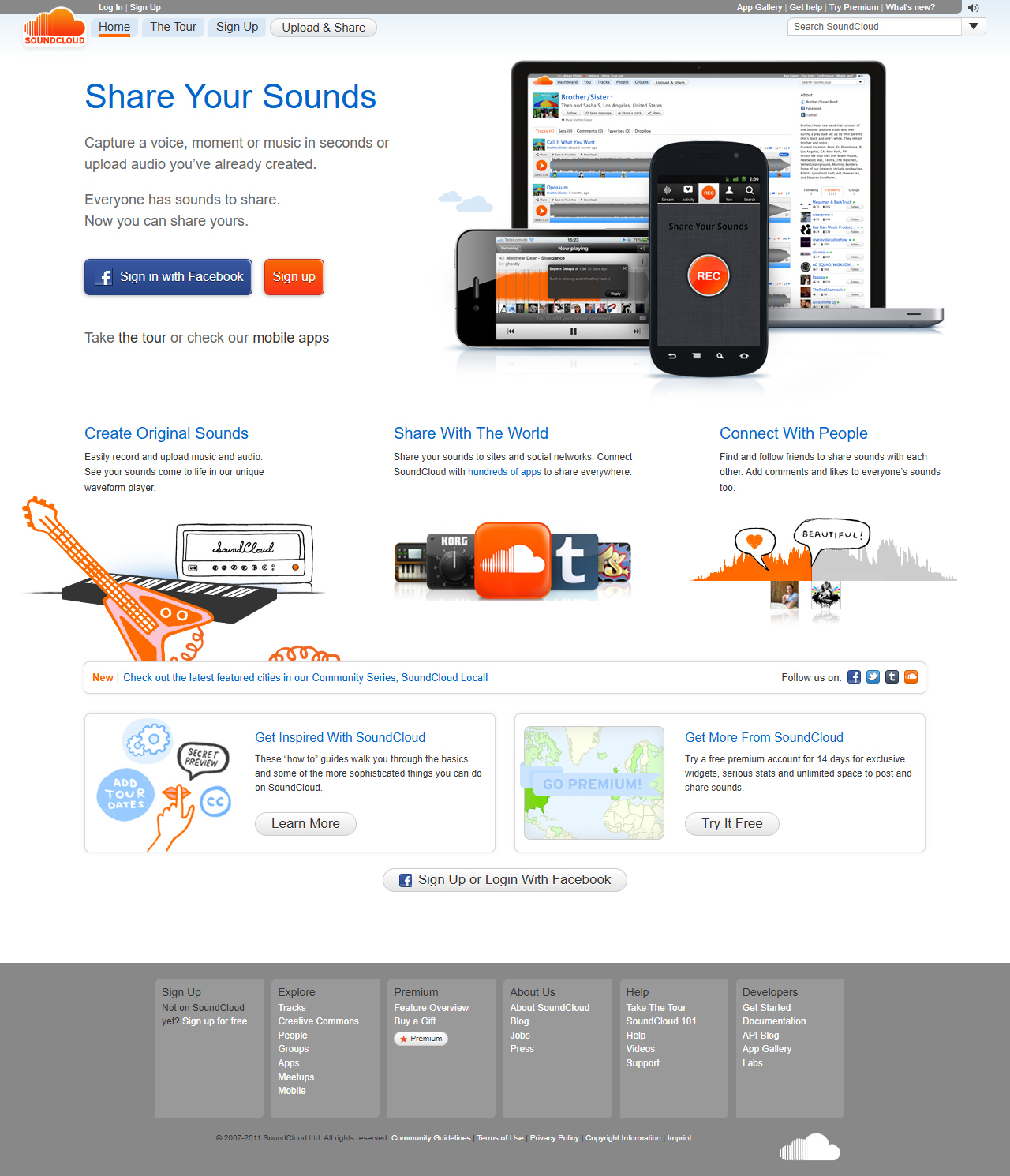 SoundCloud website in 2011