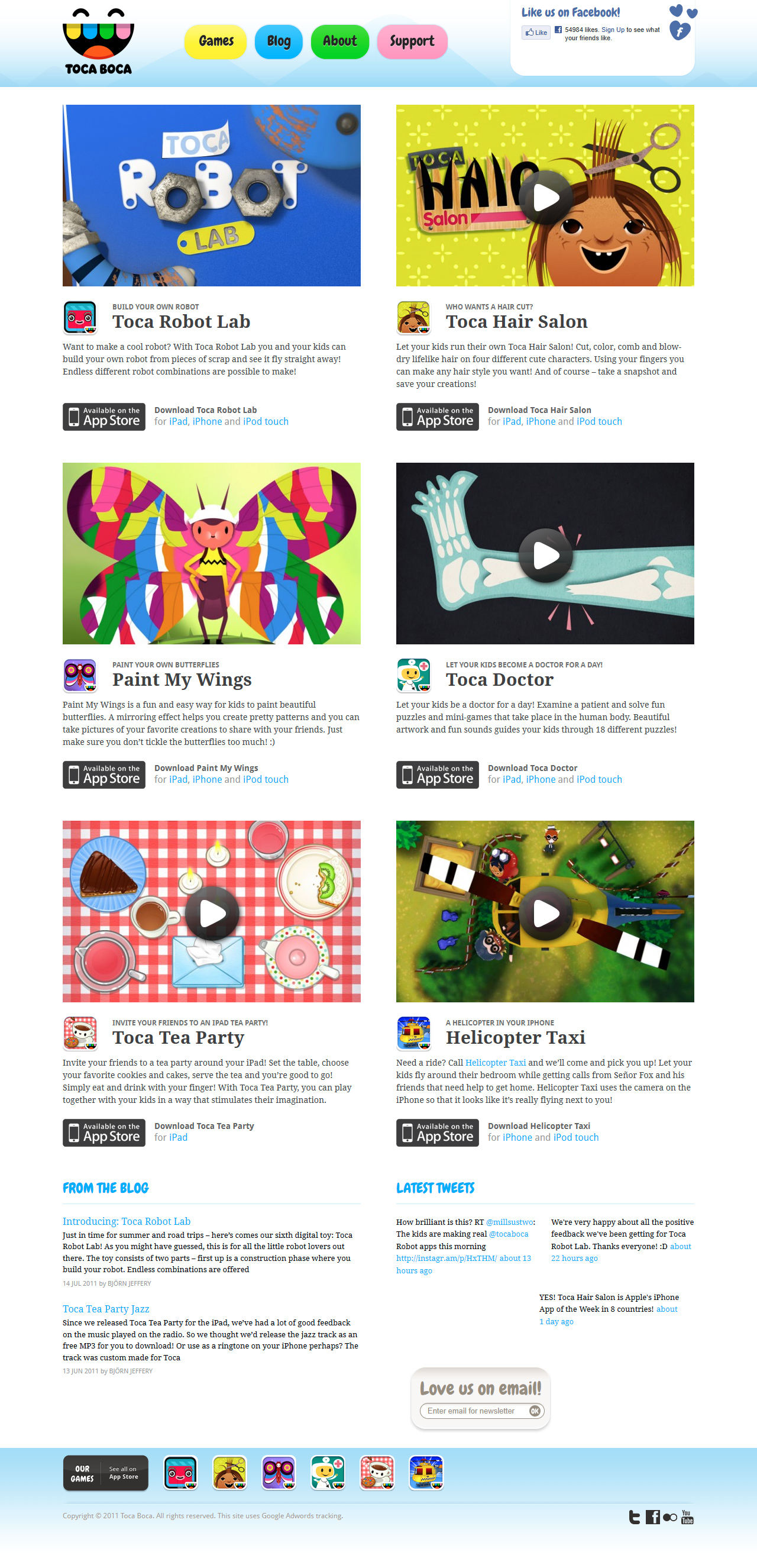 Toca Boca website in 2011
