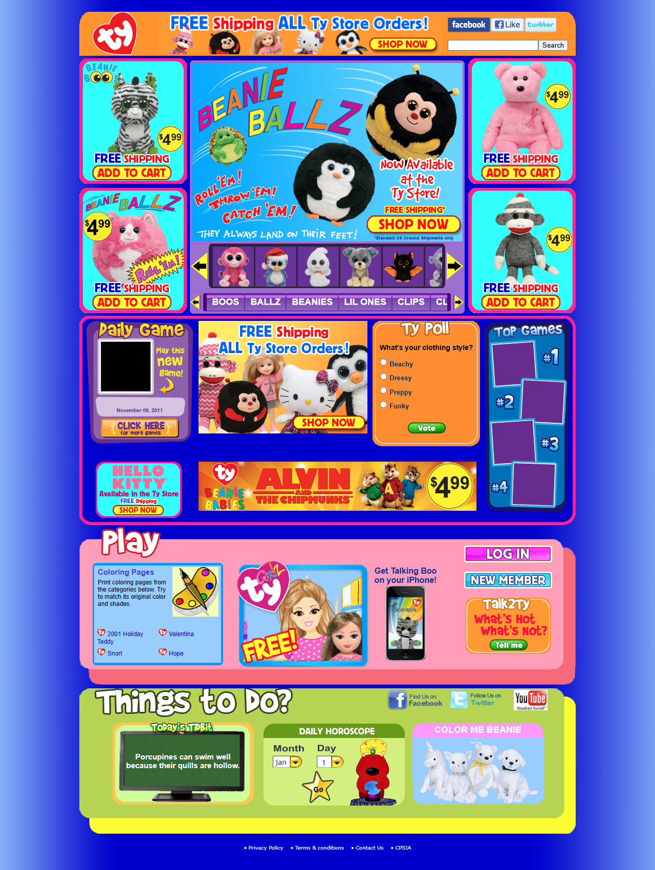 Ty website in 2011