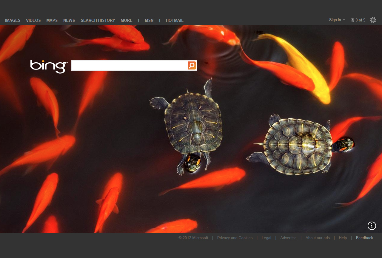 Bing website in 2012