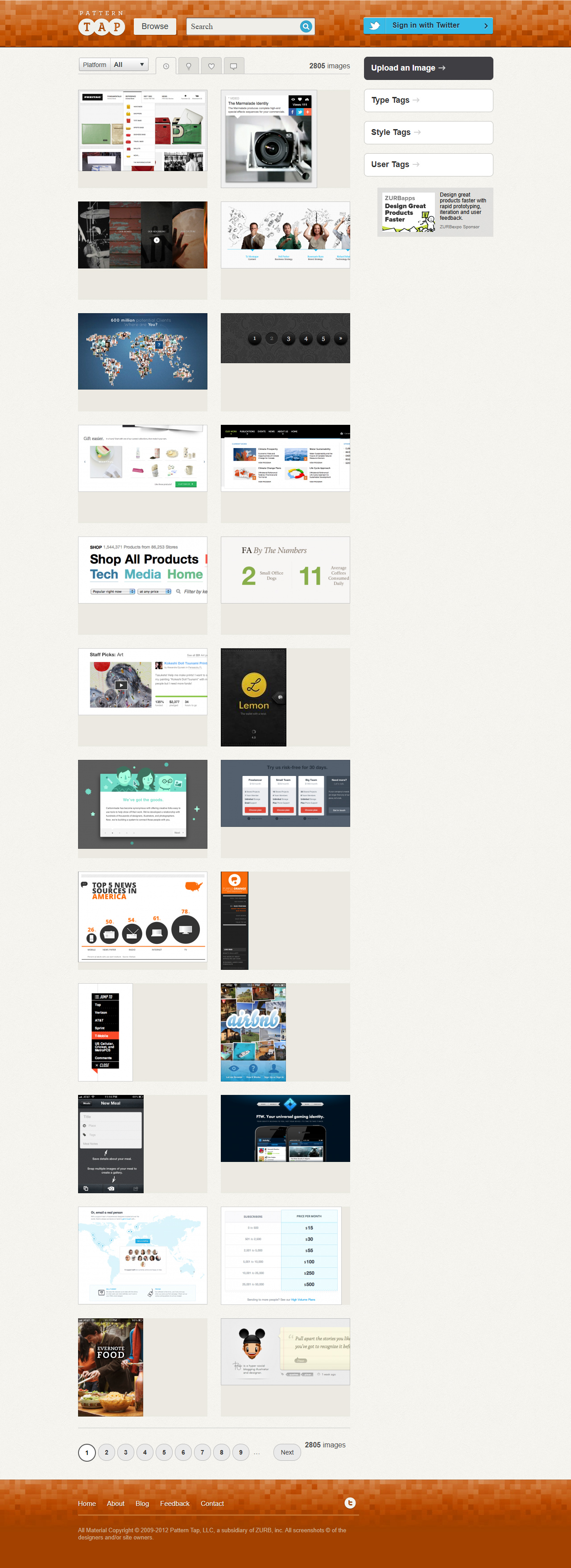 Pattern Tap website in 2012