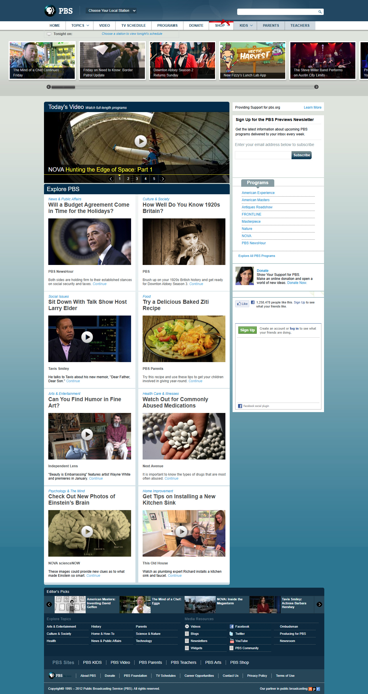 PBS website in 2012