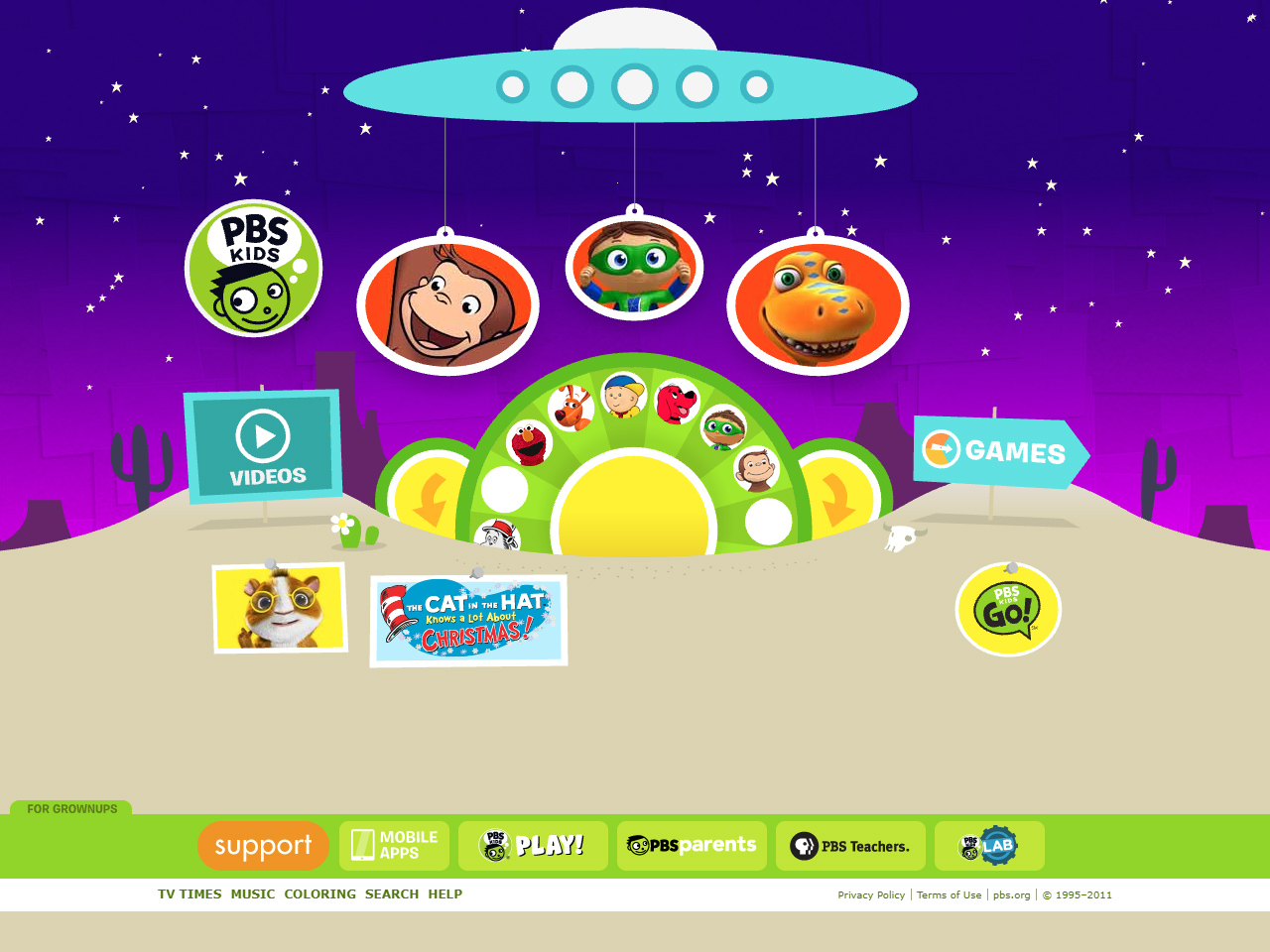 PBS Kids website in 2012