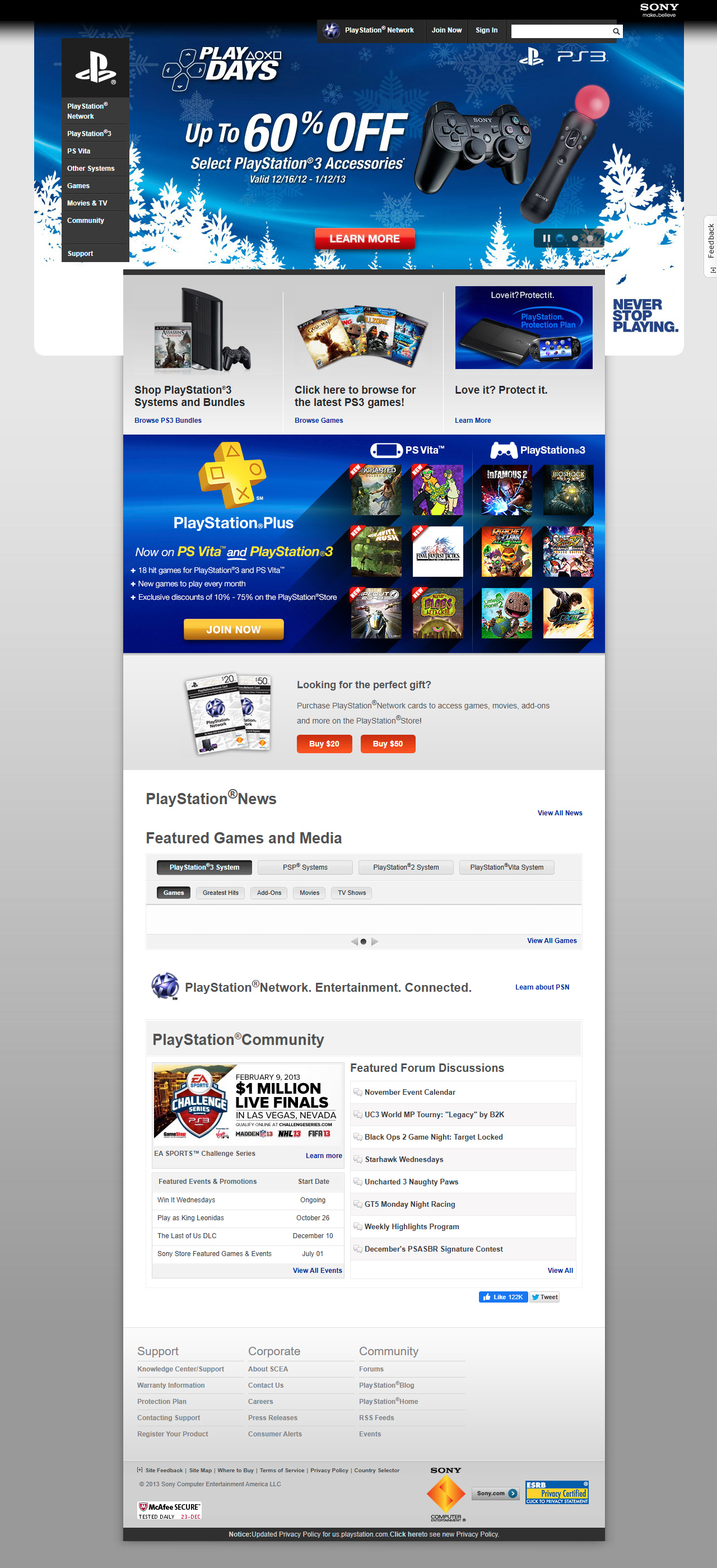 PlayStation website in 2012