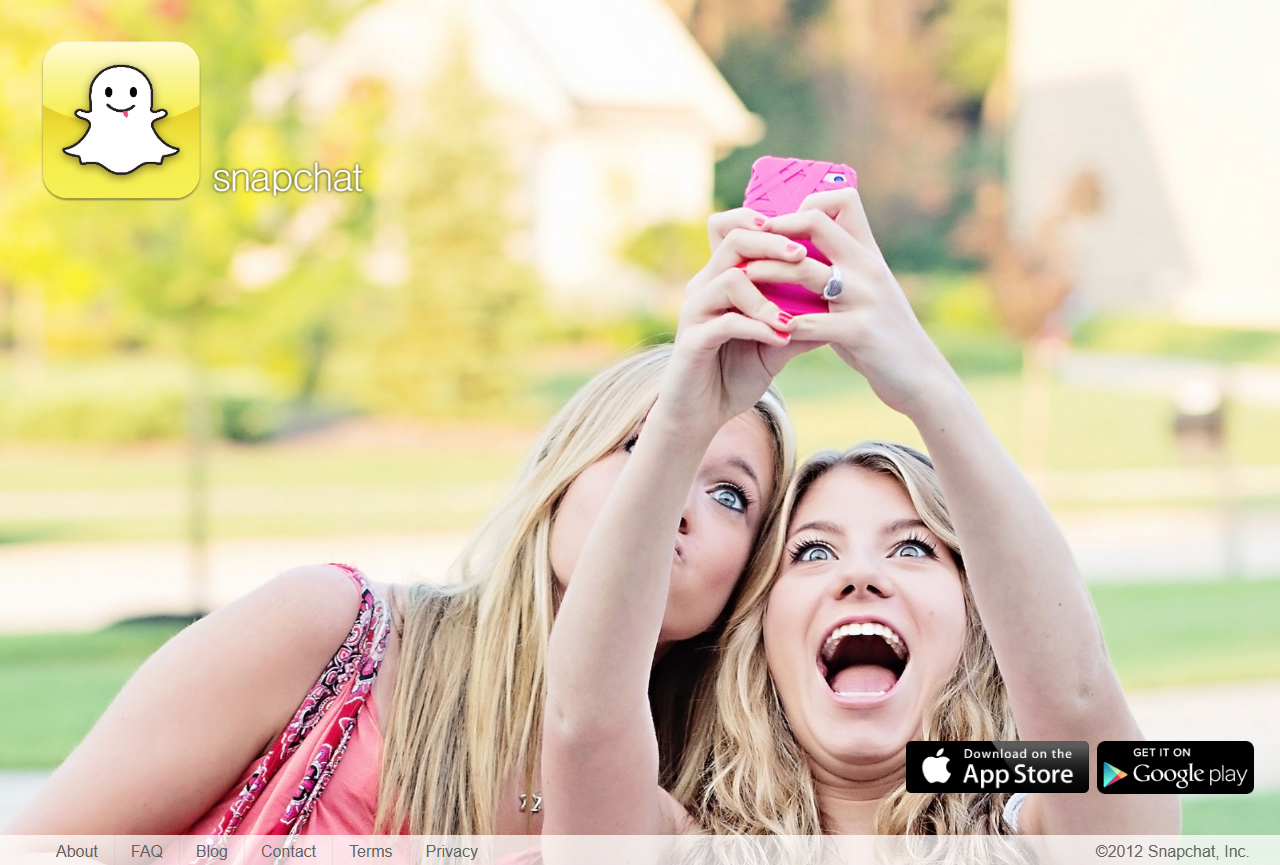 Snapchat website in 2012