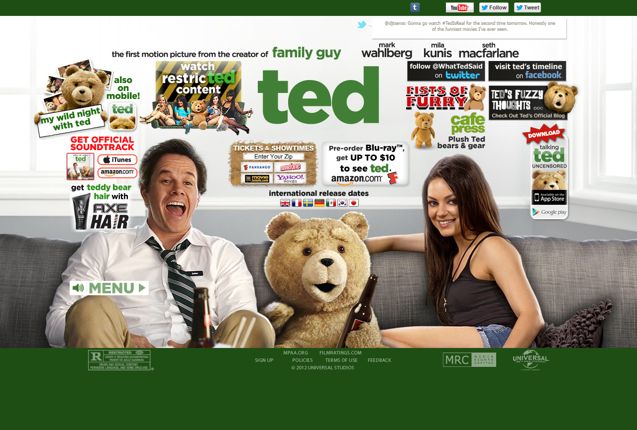 Ted Movie flash website in 2012