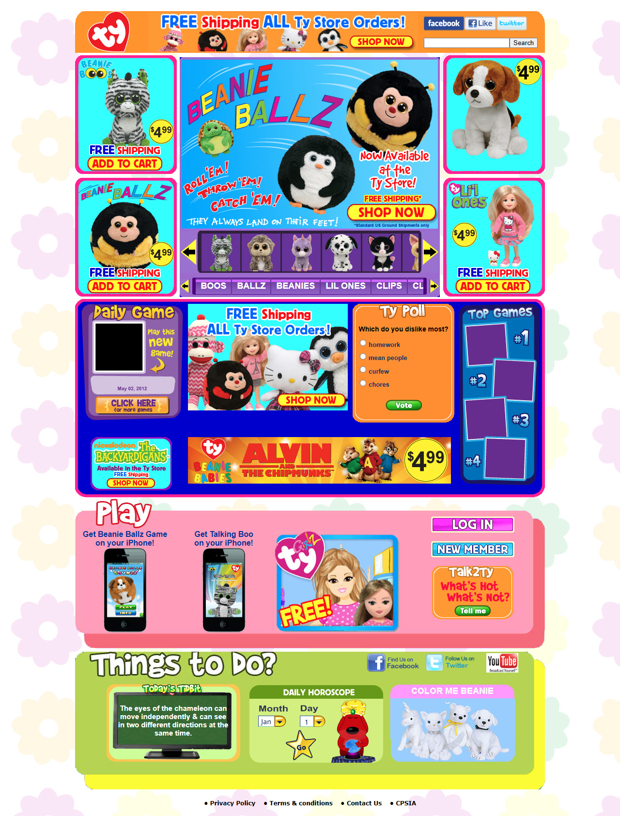 Ty website in 2012