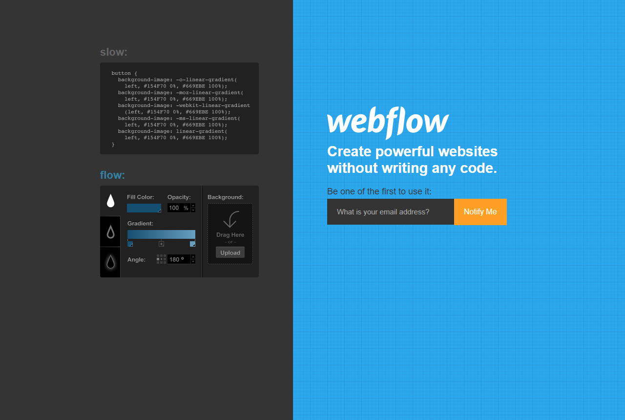 Webflow website in 2012