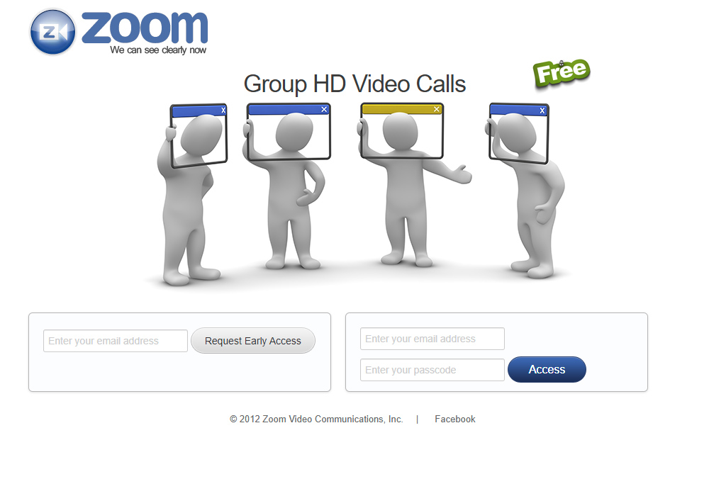 Zoom website in 2012