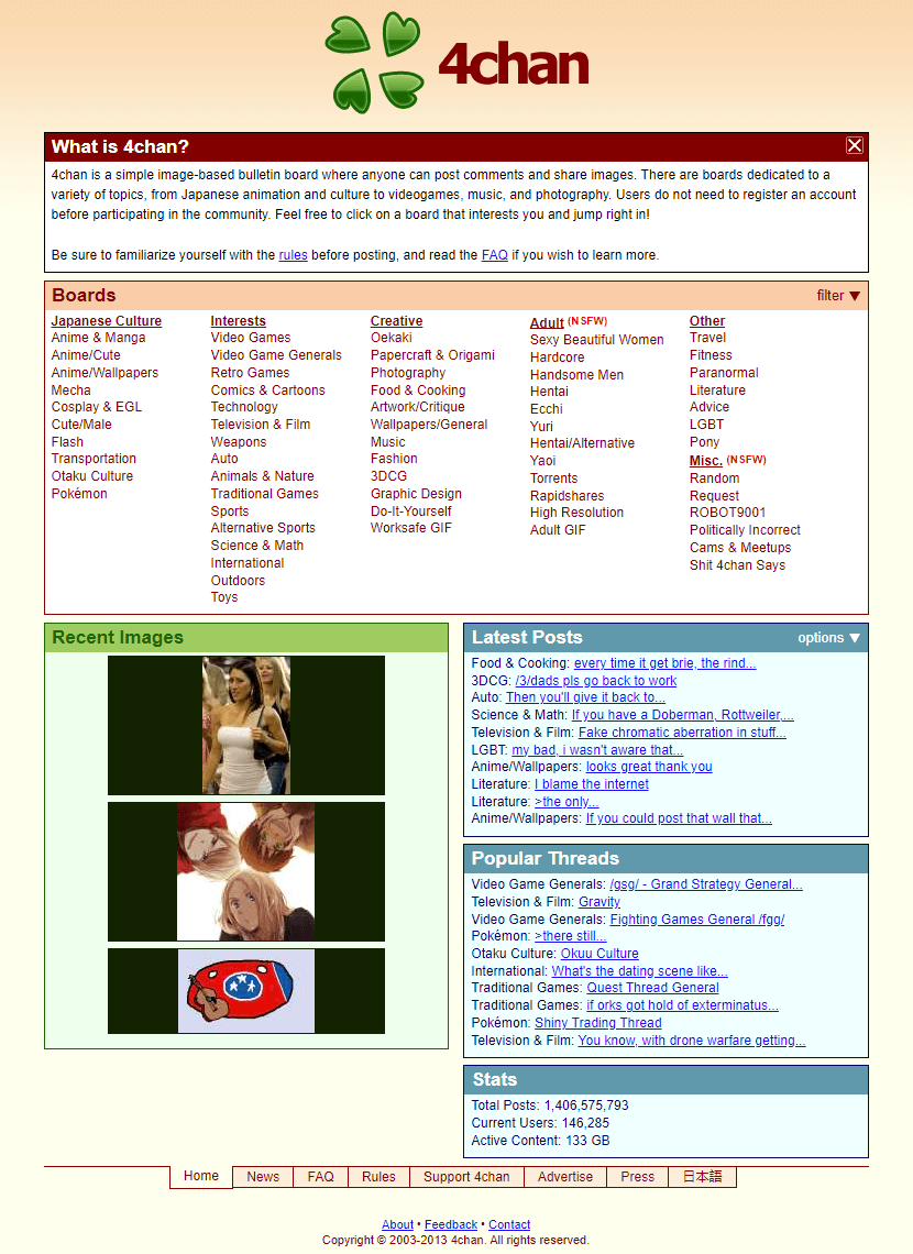 4chan website in 2013