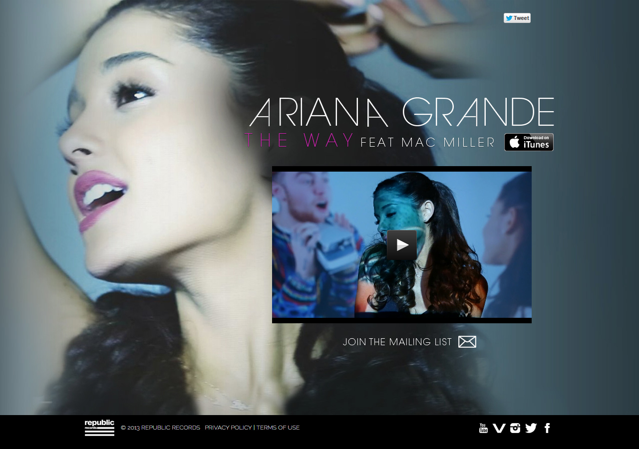 Ariana Grande website in 2013