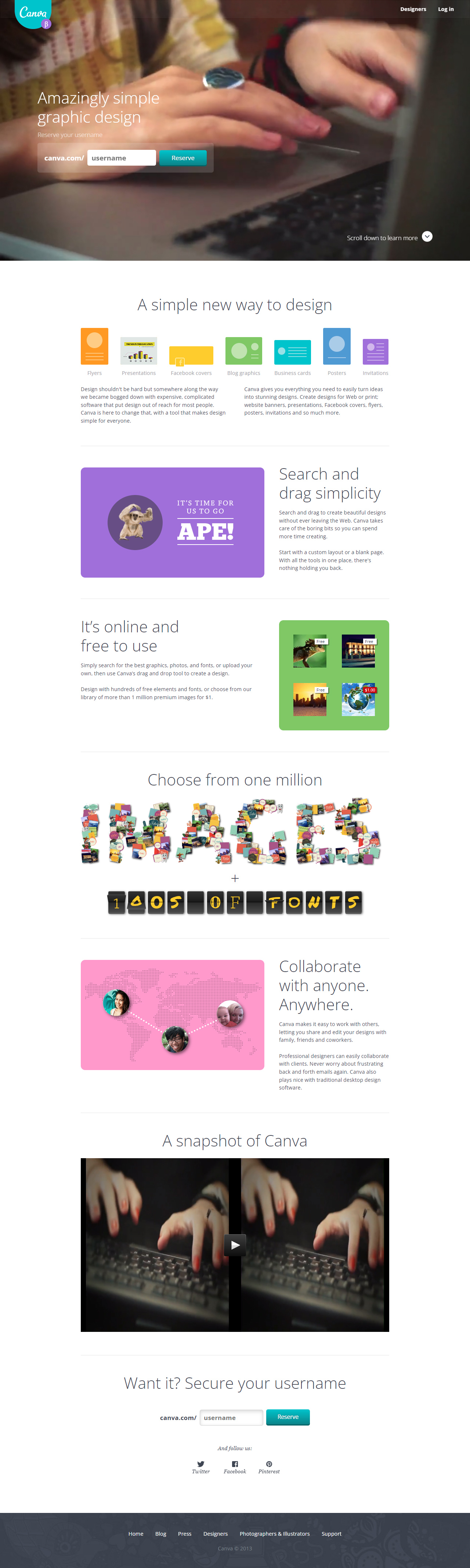 Canva website in 2013