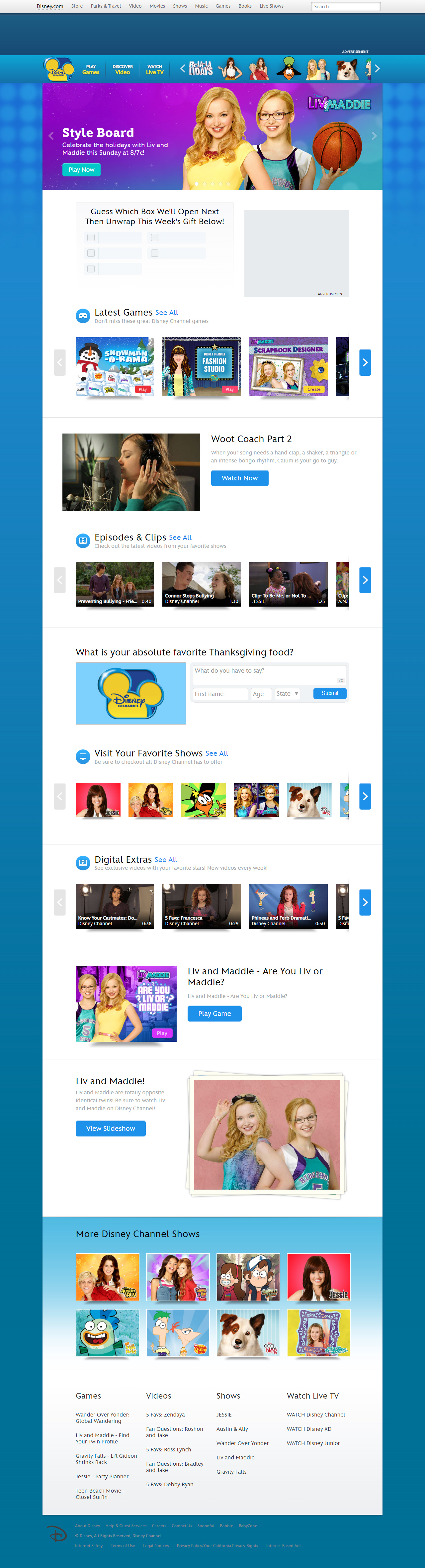 Disney Channel website in 2013