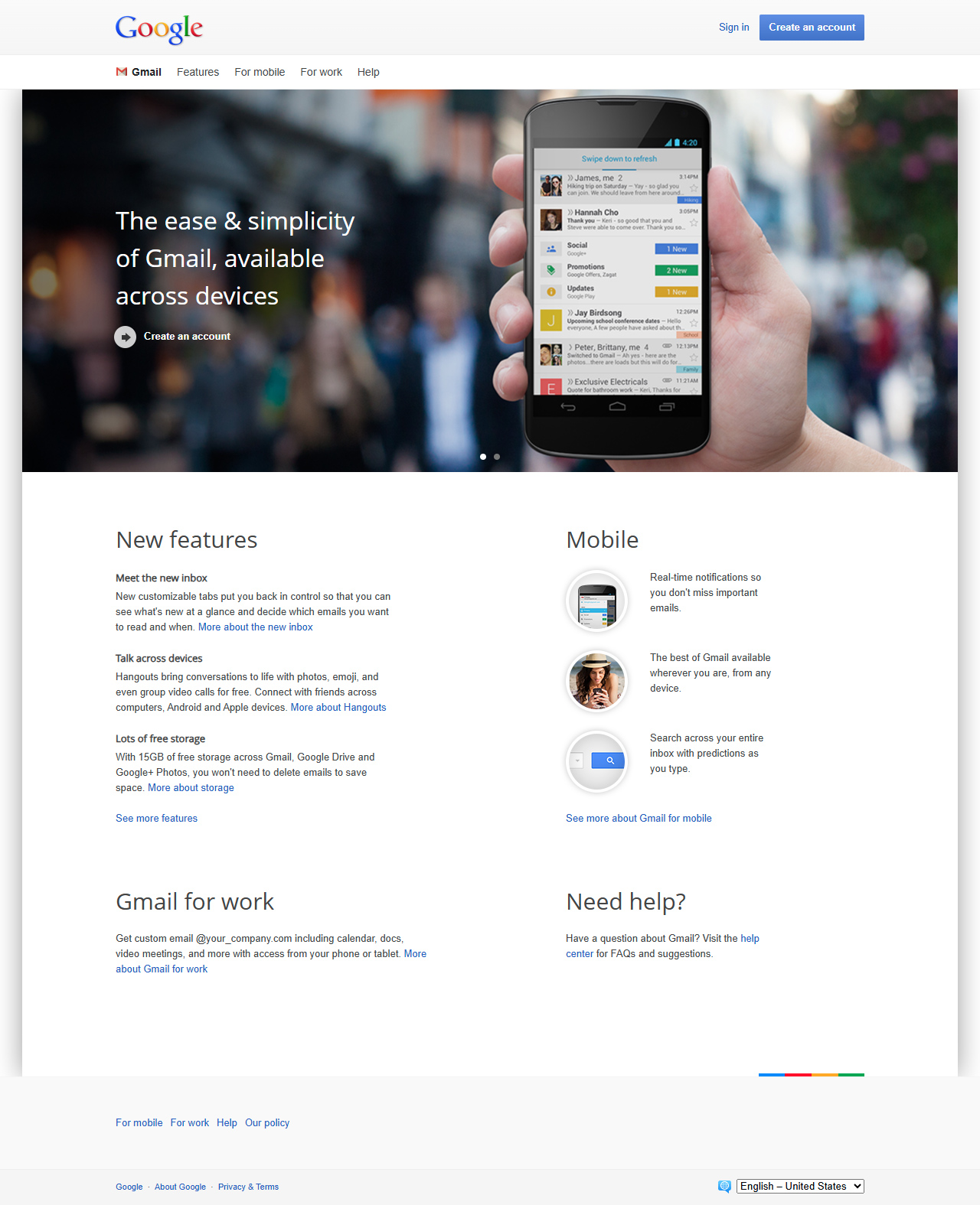Gmail website in 2013