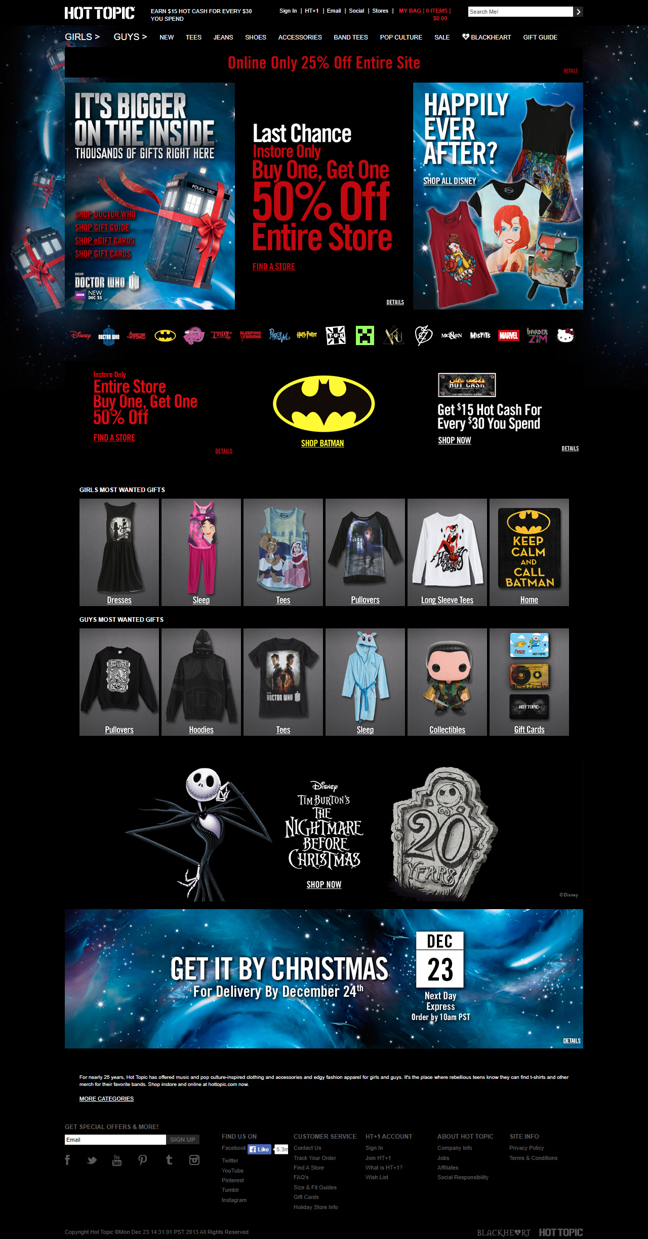 Hot Topic website in 2013