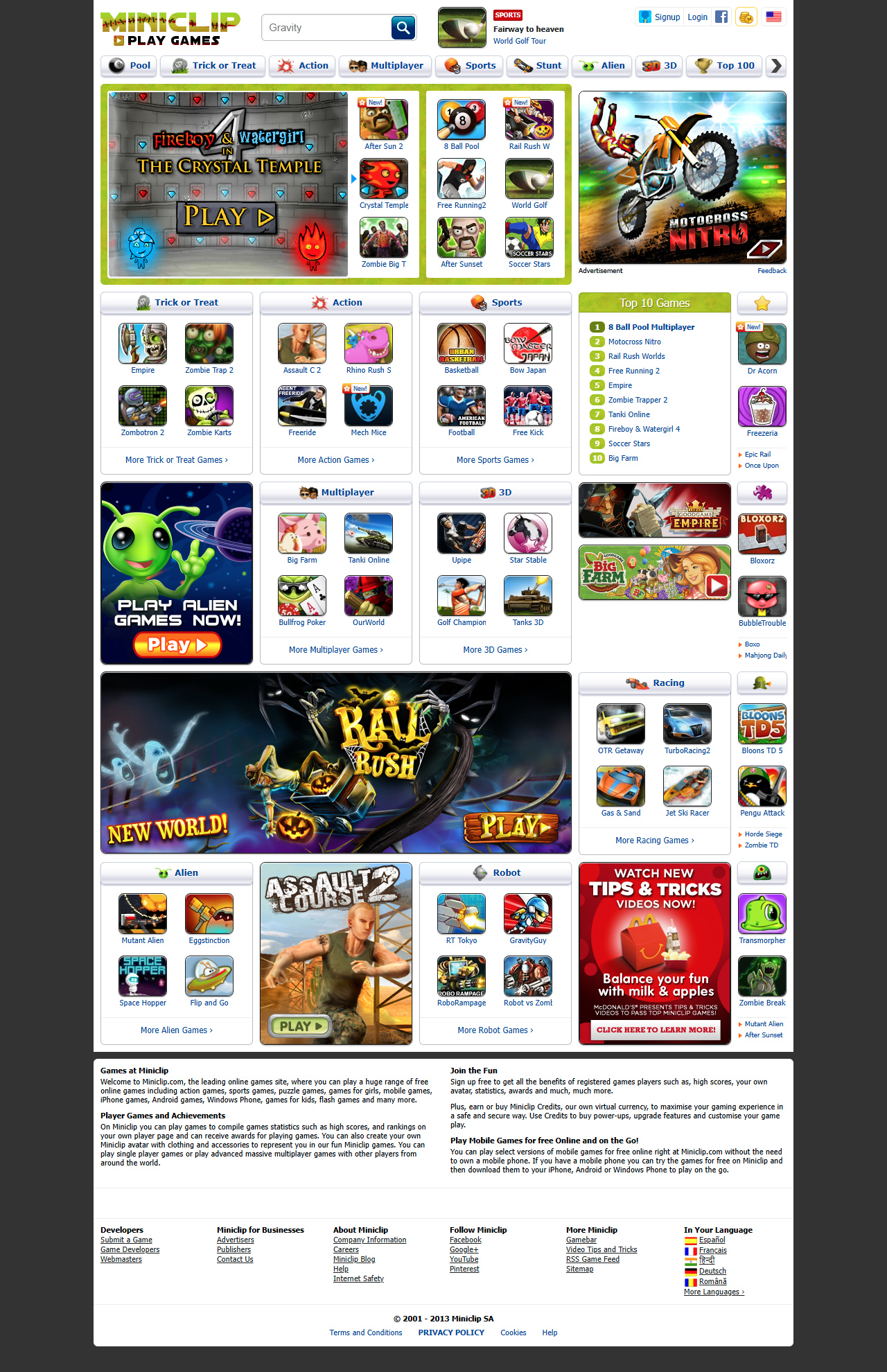 MiniClip website in 2013