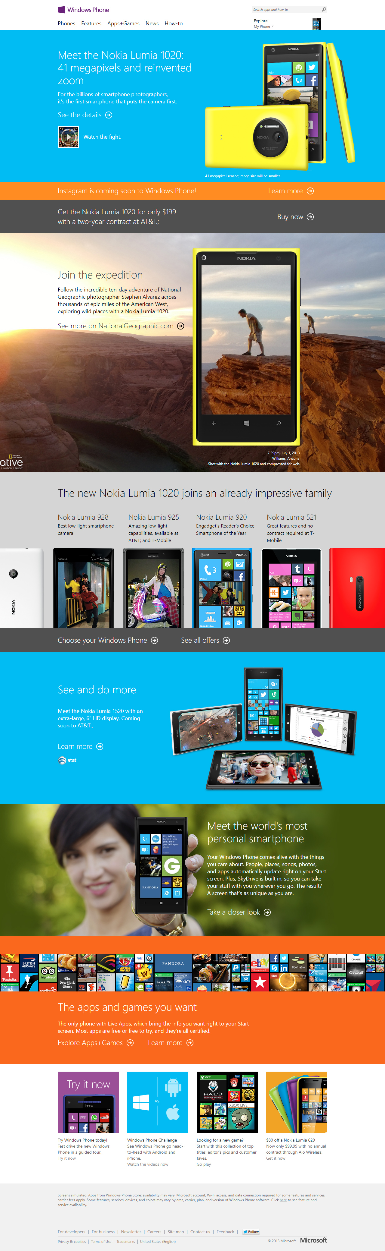 Windows Phone website in 2013