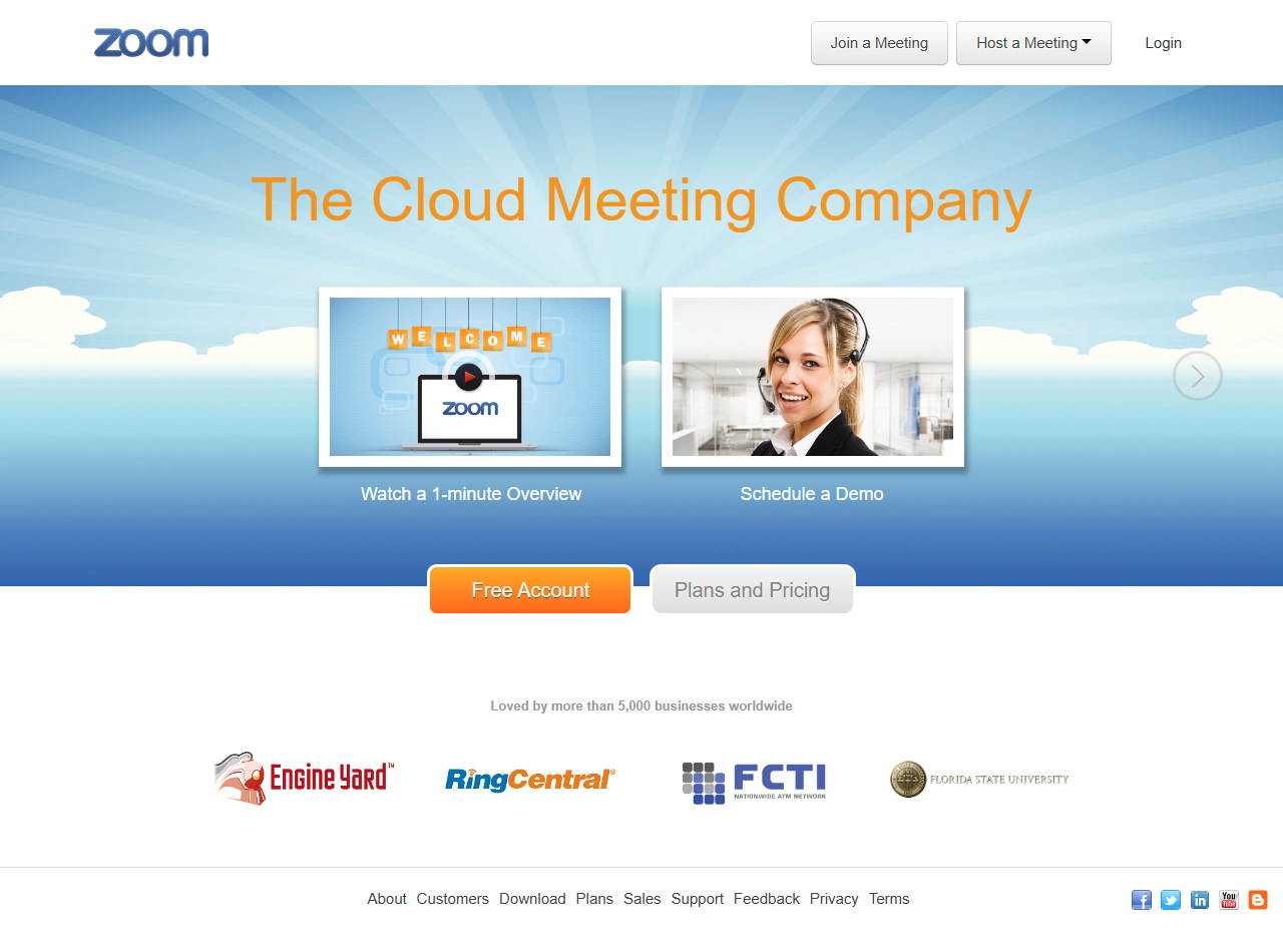 Zoom website in 2013