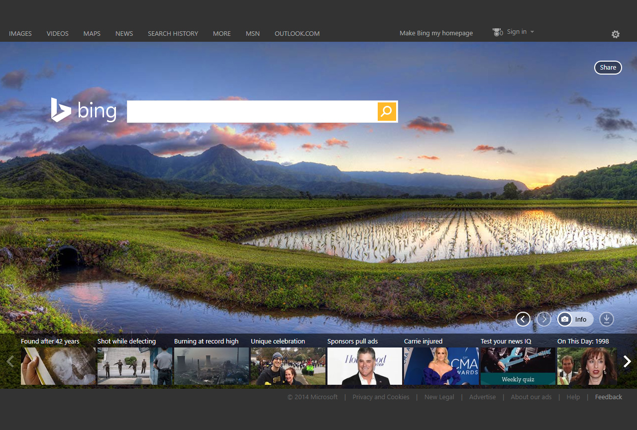 Bing website in 2014