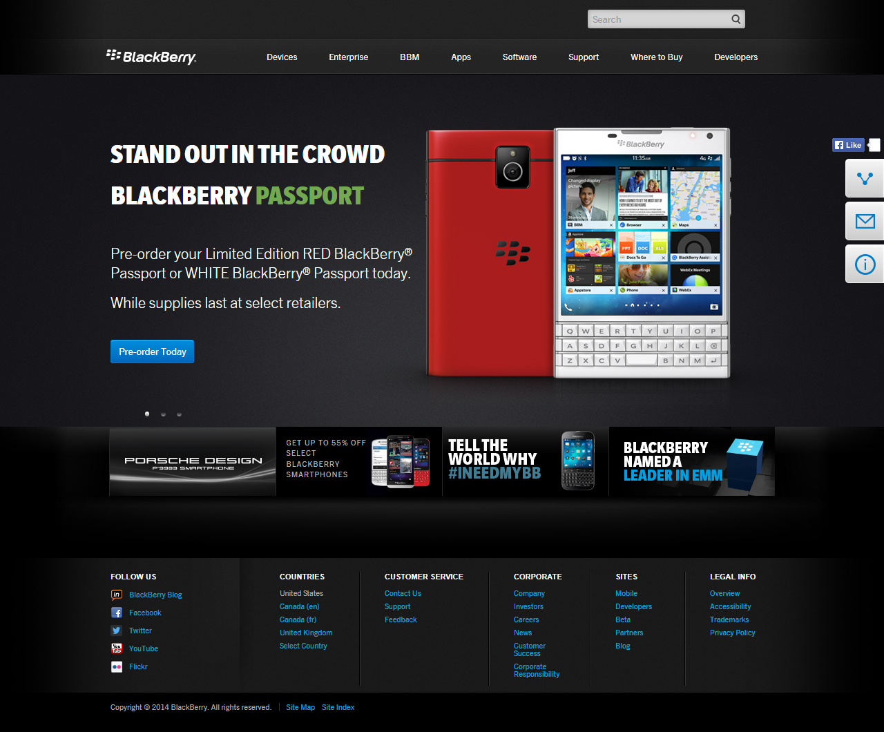 BlackBerry website in 2014