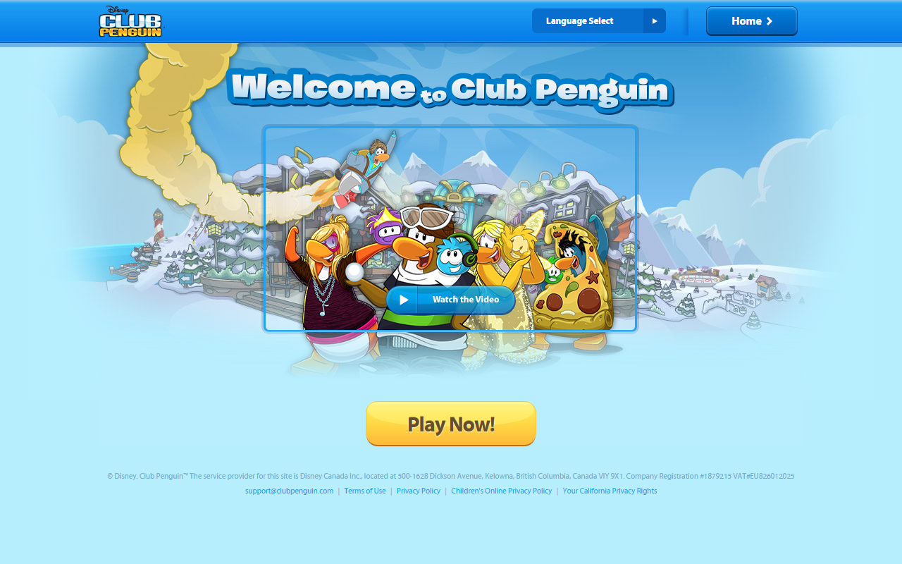 Club Penguin website in 2014