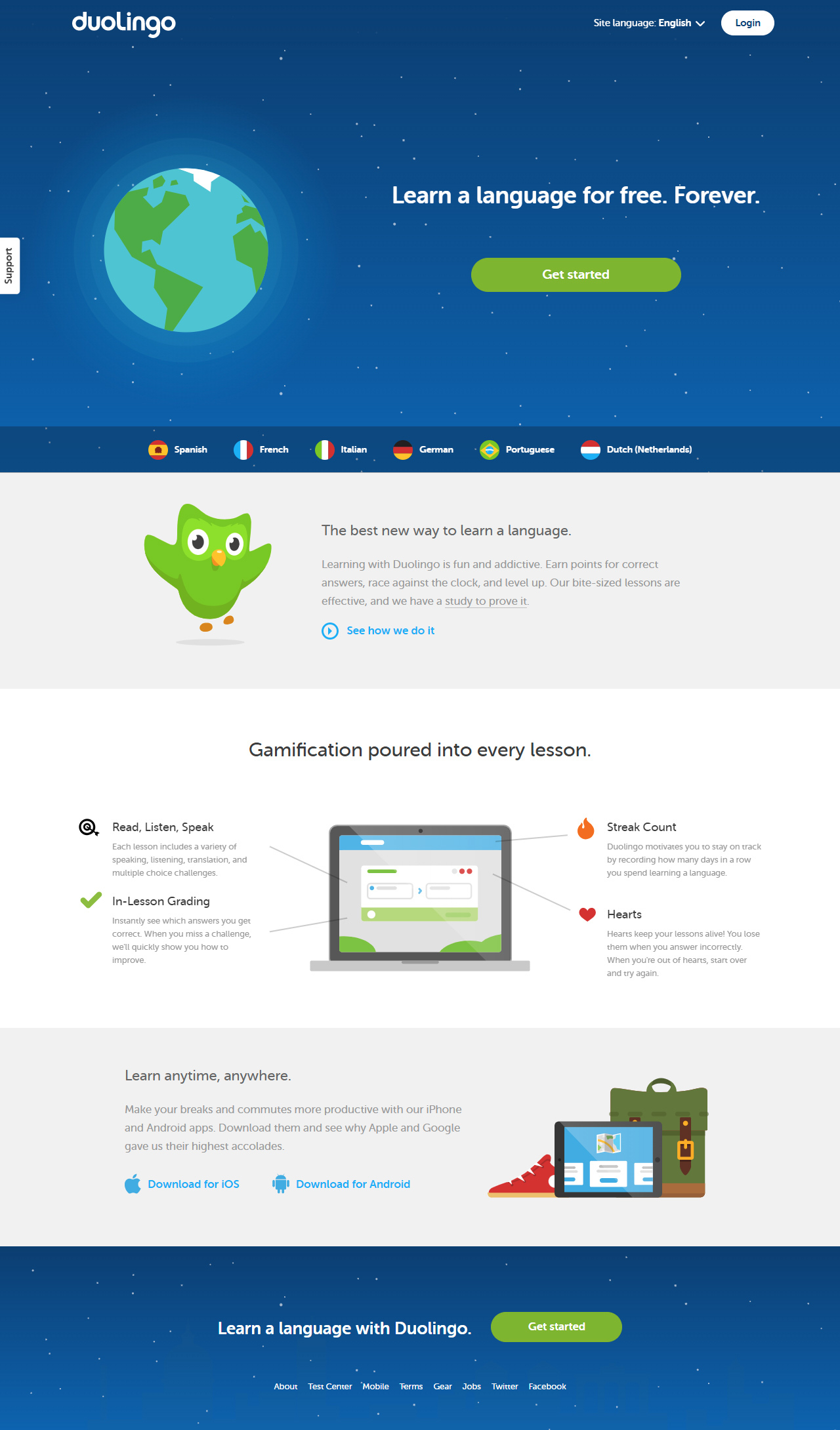 Duolingo website in 2014