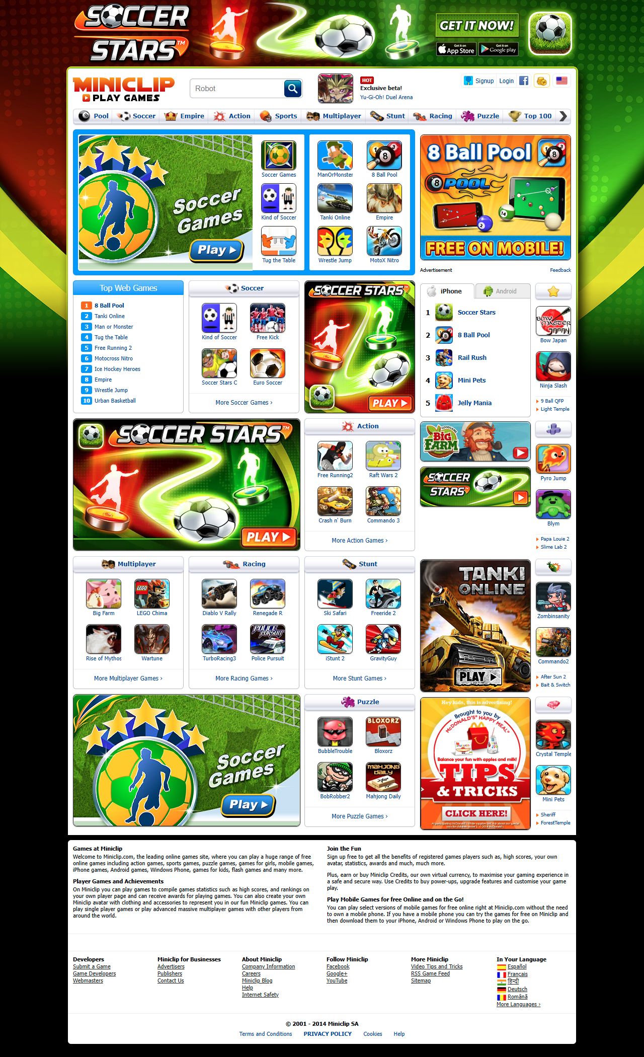 MiniClip website in 2014