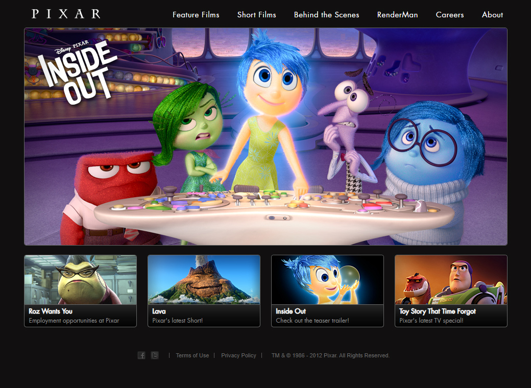 Pixar website in 2014