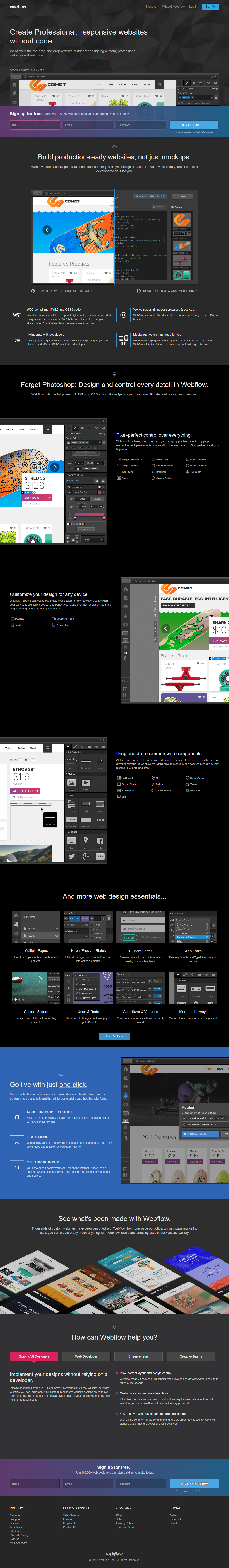 Webflow website in 2014