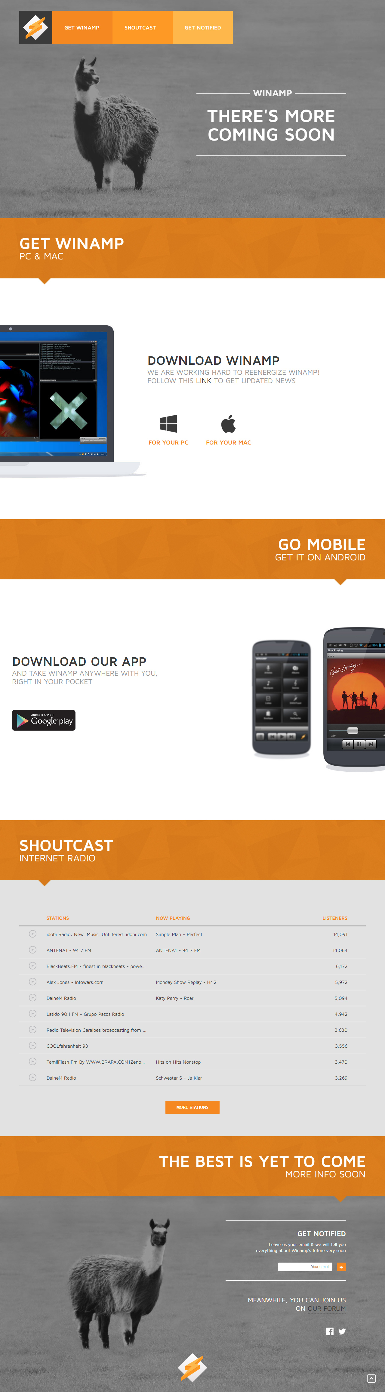 Winamp website in 2014