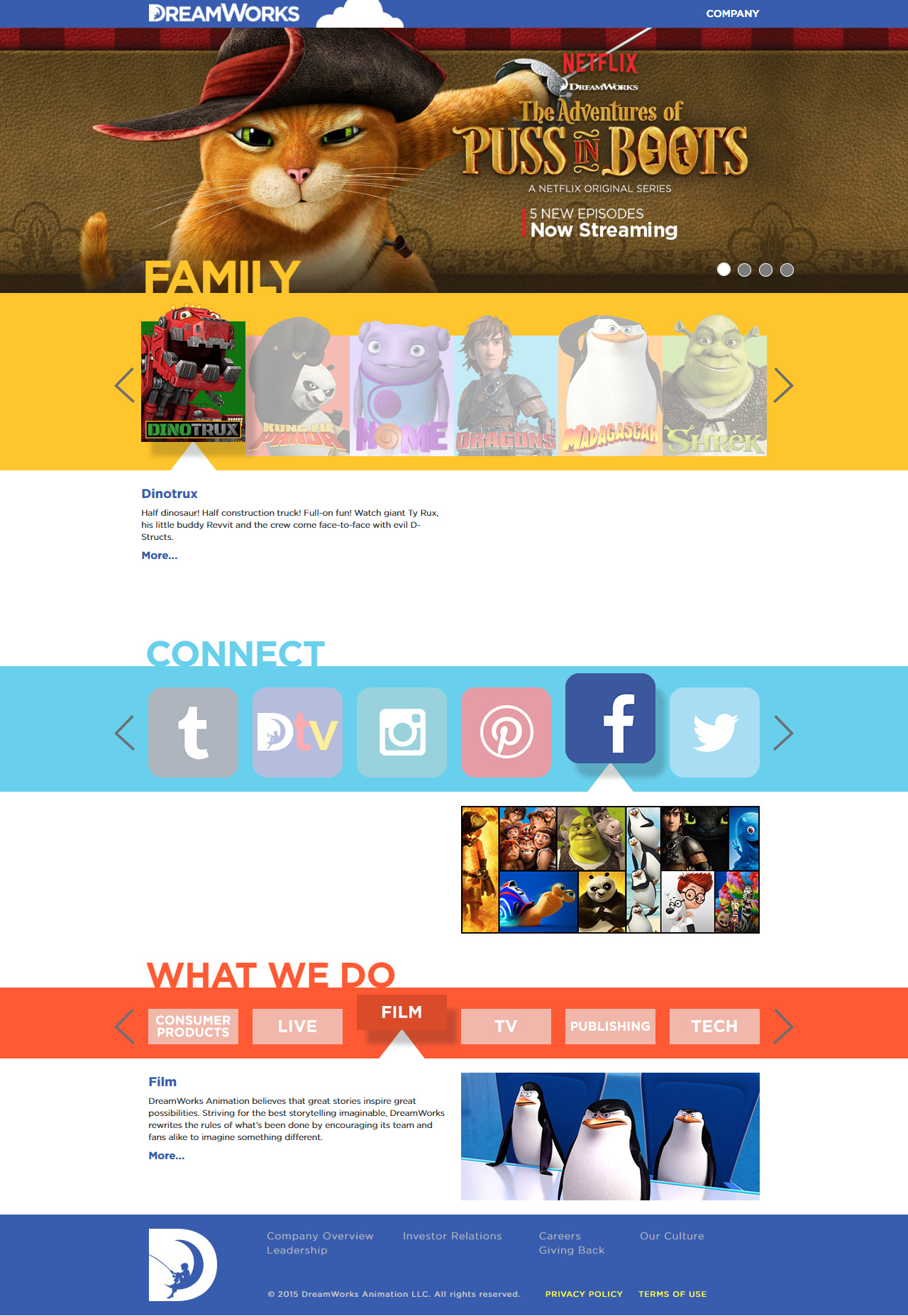 DreamWorks Animation website in 2015