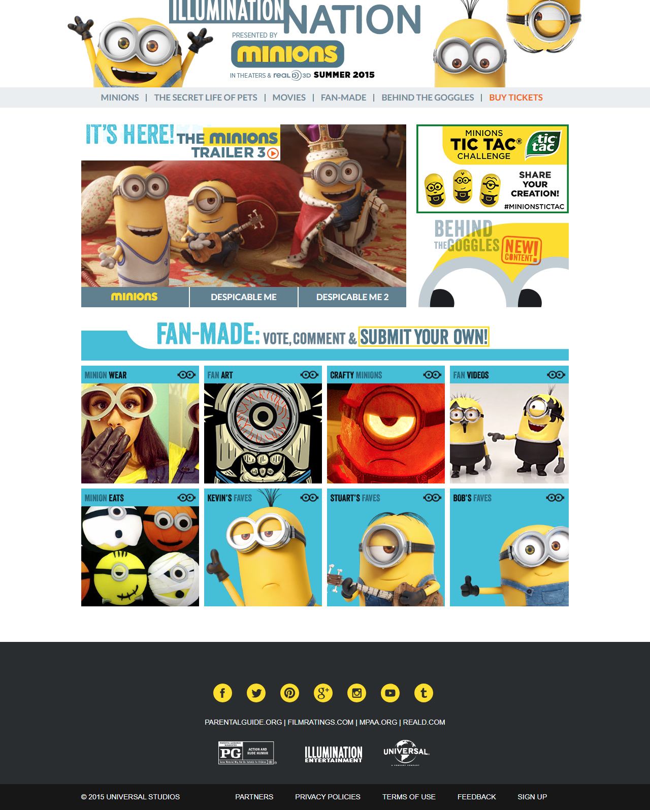 Minions website in 2015