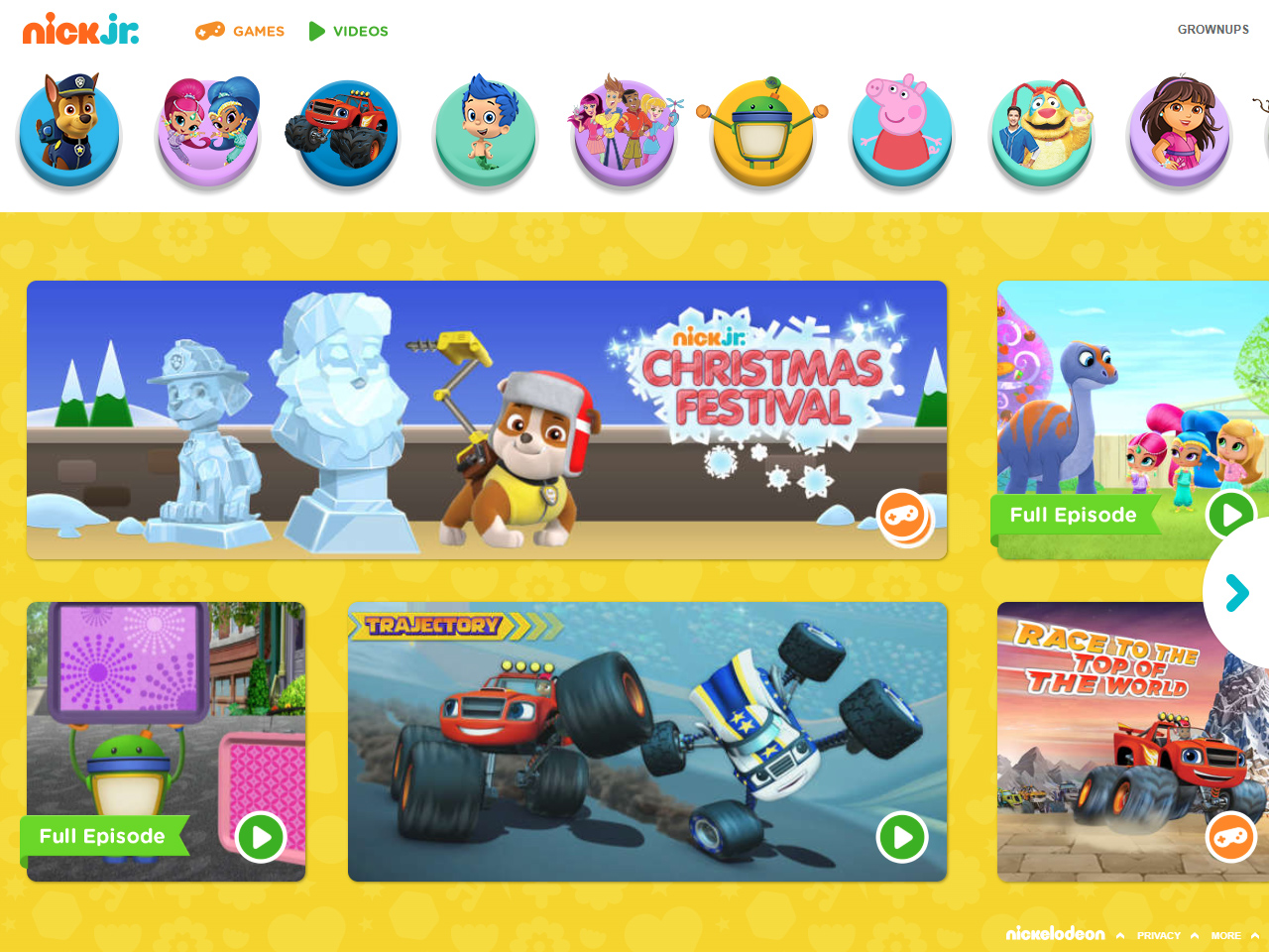 Nick Jr. website in 2015