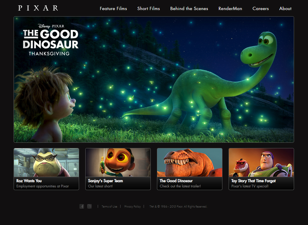 Pixar website in 2015