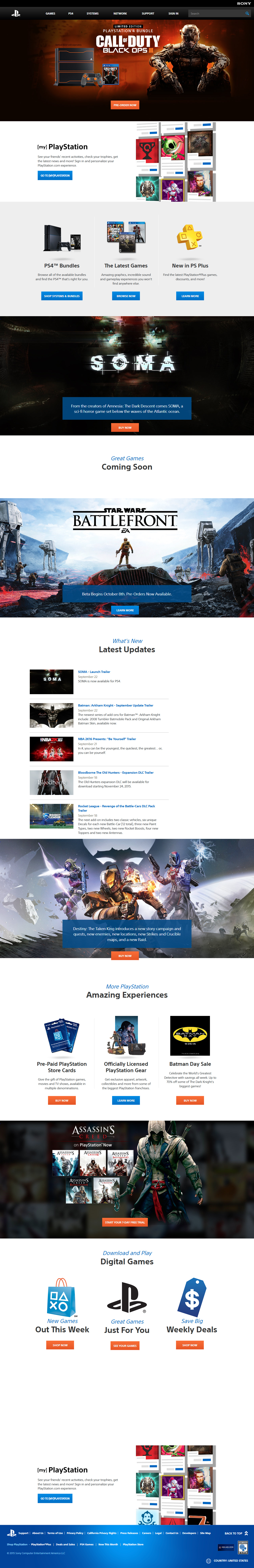PlayStation website in 2015