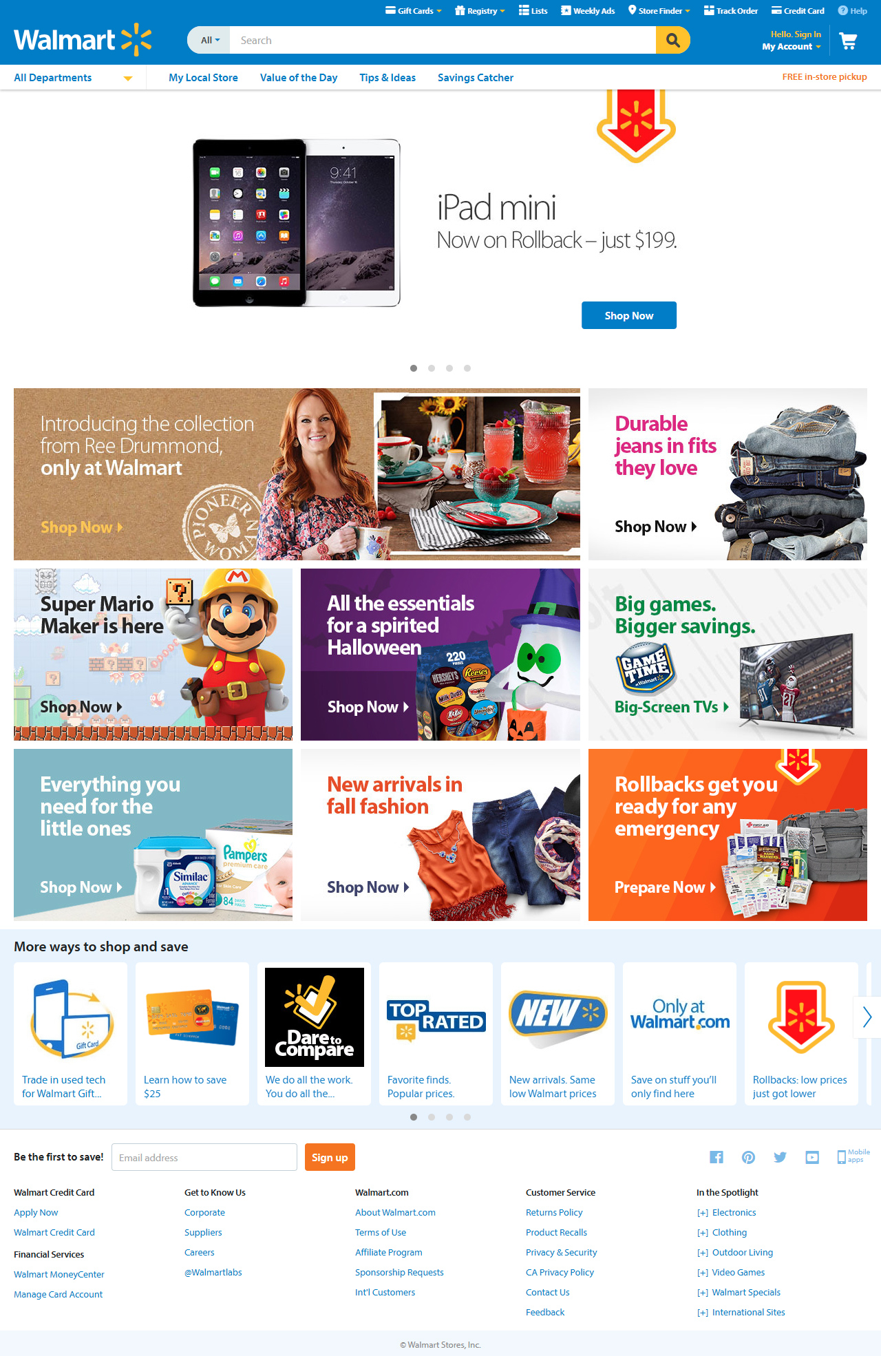 Walmart website in 2015